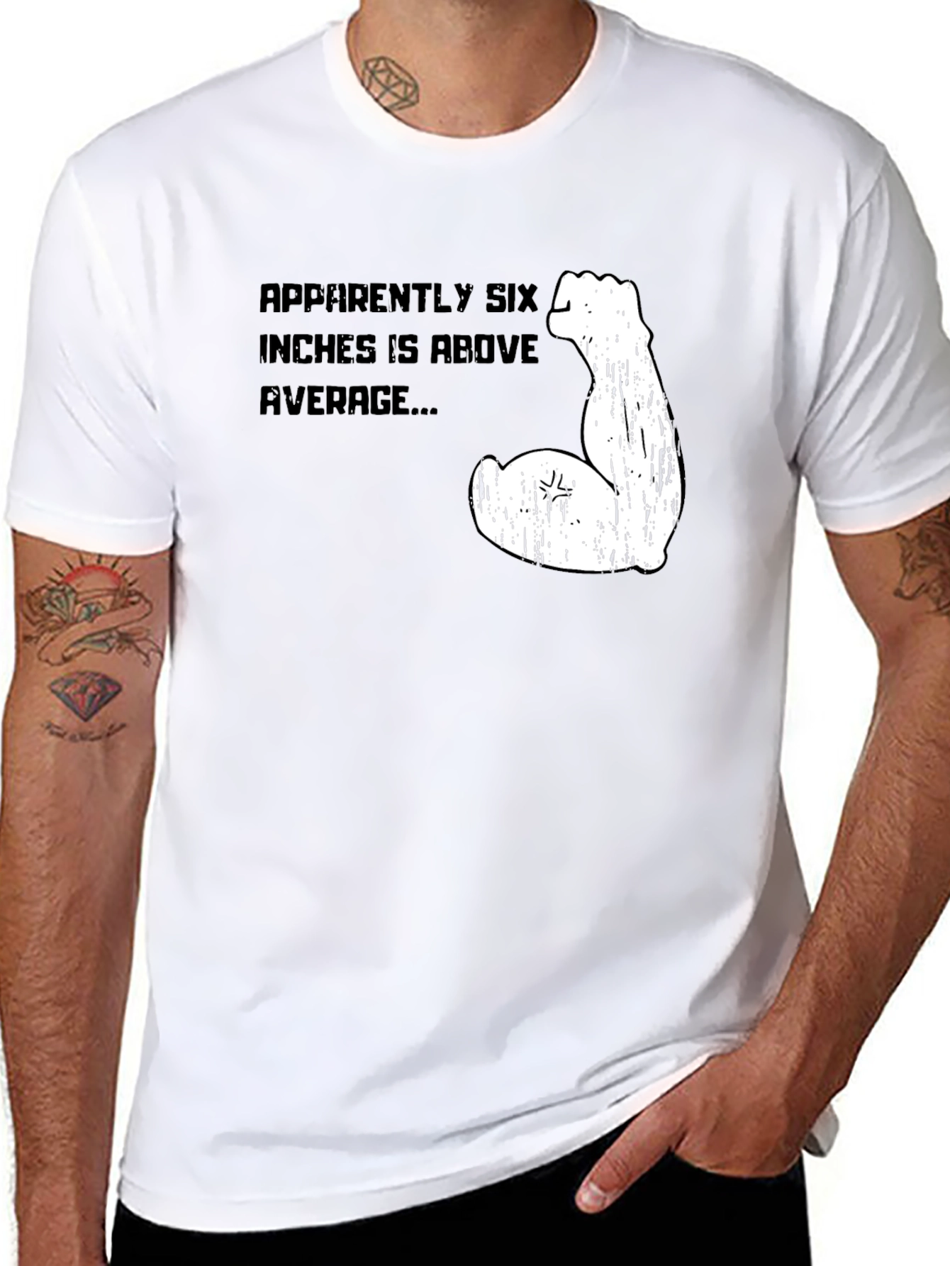Six Inches Above Average Funny Graphic Tee