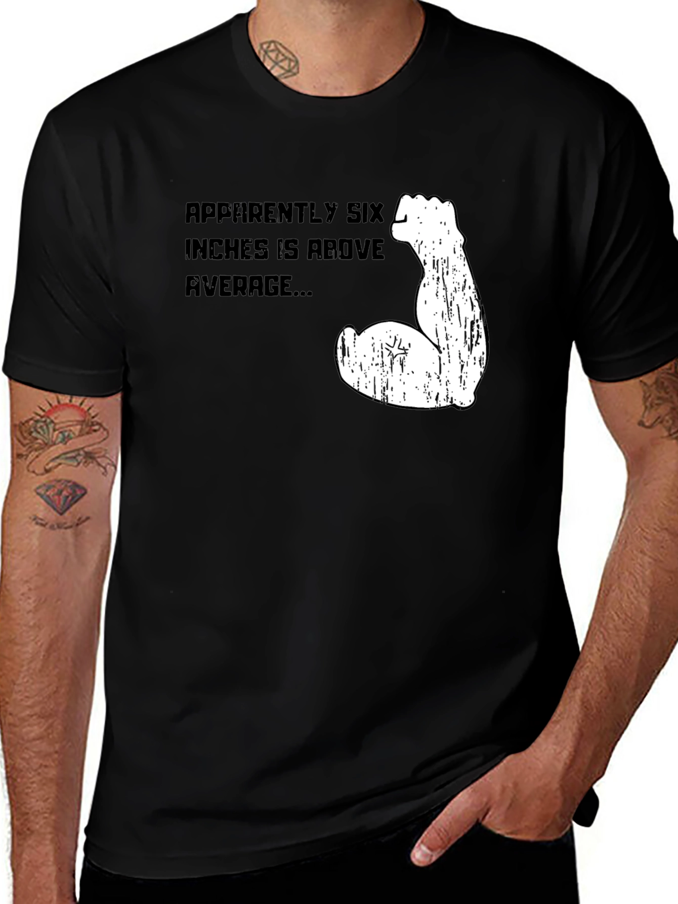 Six Inches Above Average Funny Graphic Tee