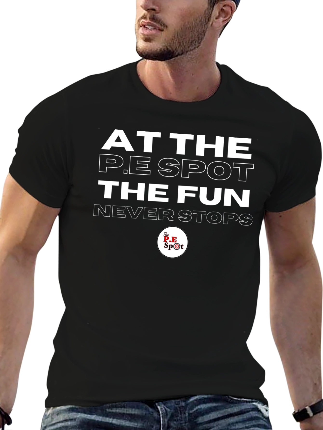 The P.E Spot Black T-Shirt: Fun Never Stops