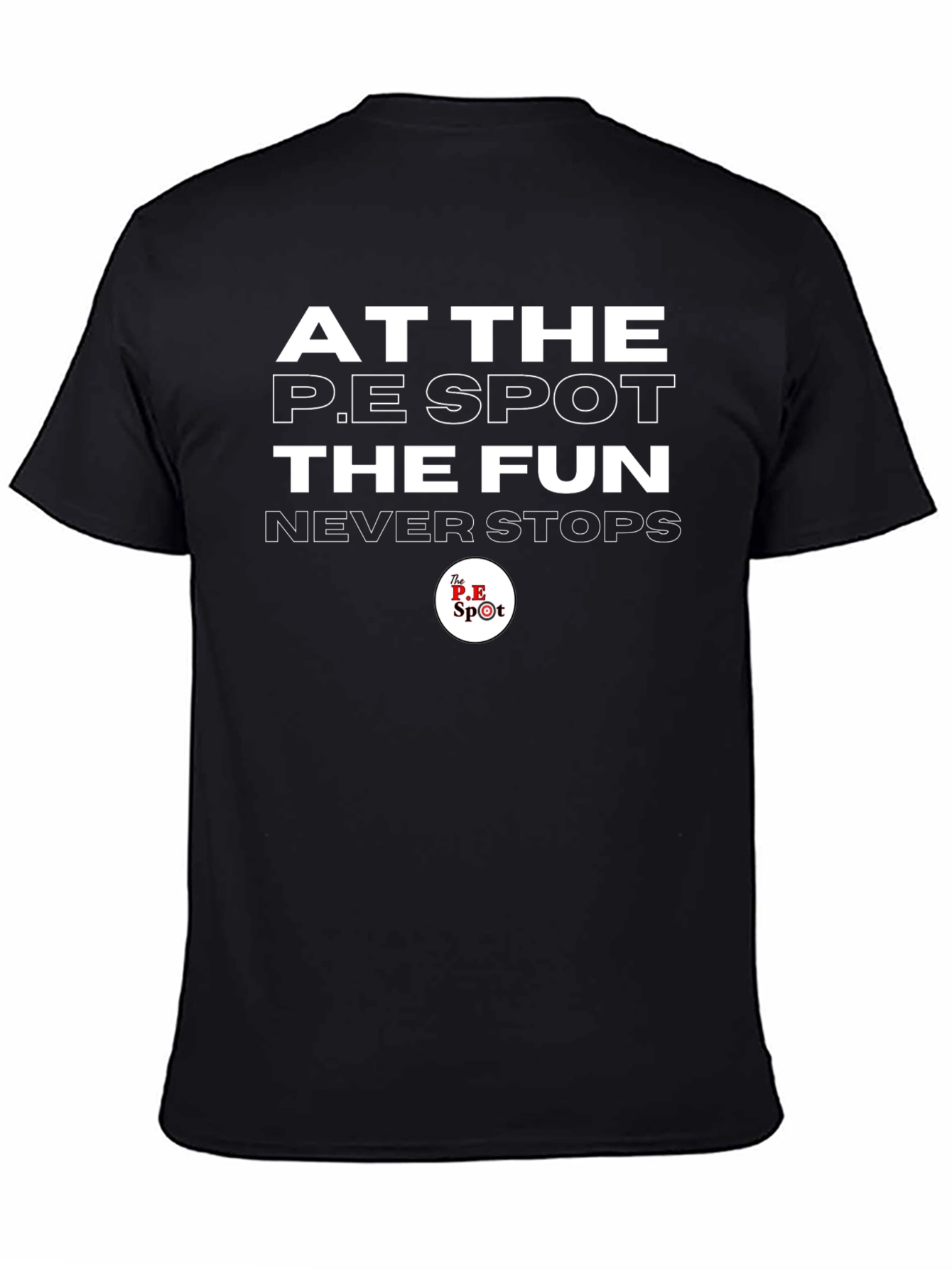 The P.E Spot Black T-Shirt: Fun Never Stops