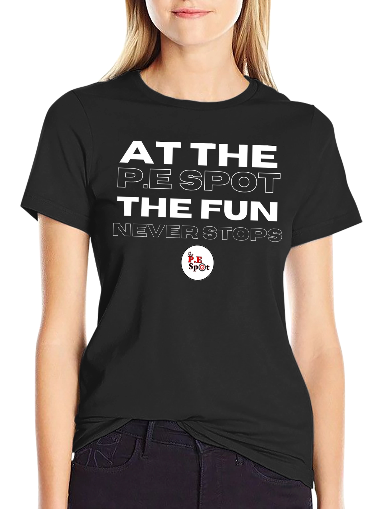 The P.E Spot Black T-Shirt: Fun Never Stops