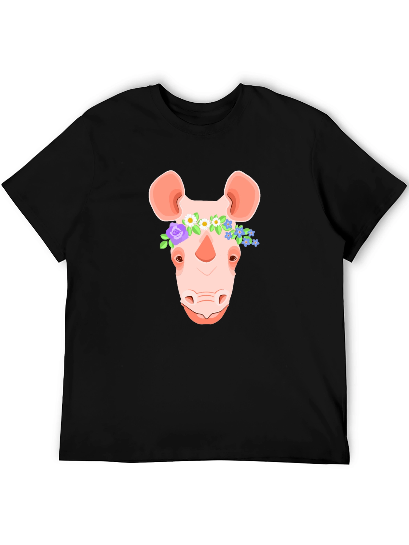 Floral Crown Rhino T-Shirt - Stylish Graphic Tee