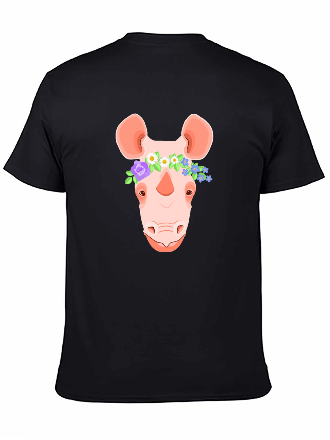 Floral Crown Rhino T-Shirt - Stylish Graphic Tee