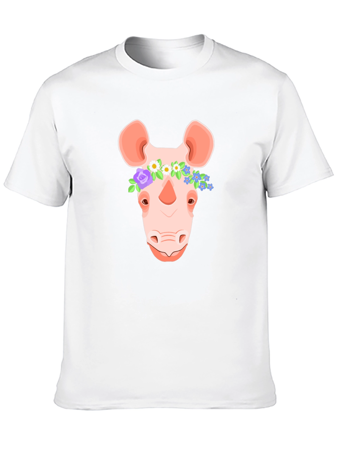 Floral Crown Rhino T-Shirt - Stylish Graphic Tee