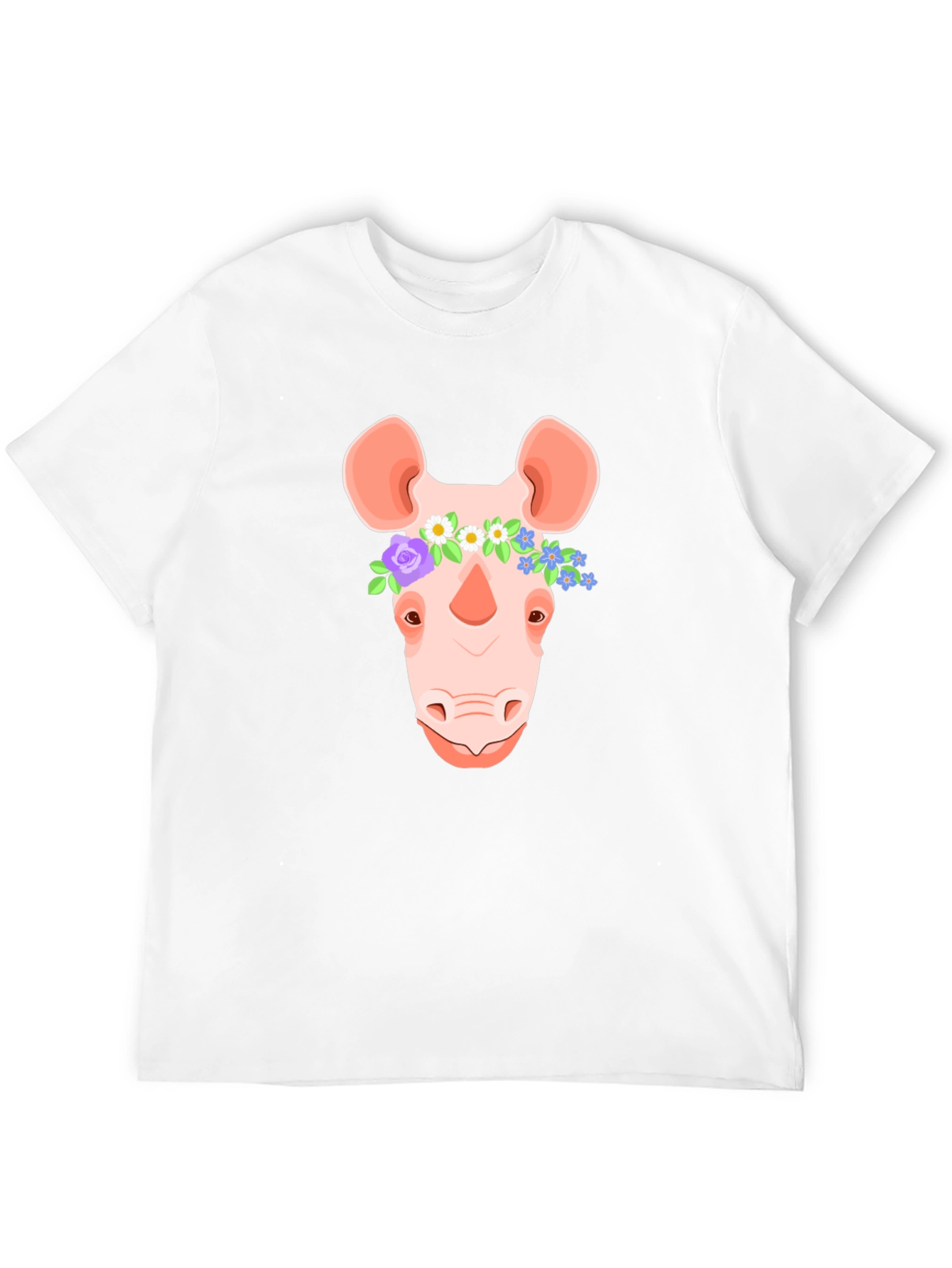 Floral Crown Rhino T-Shirt - Stylish Graphic Tee