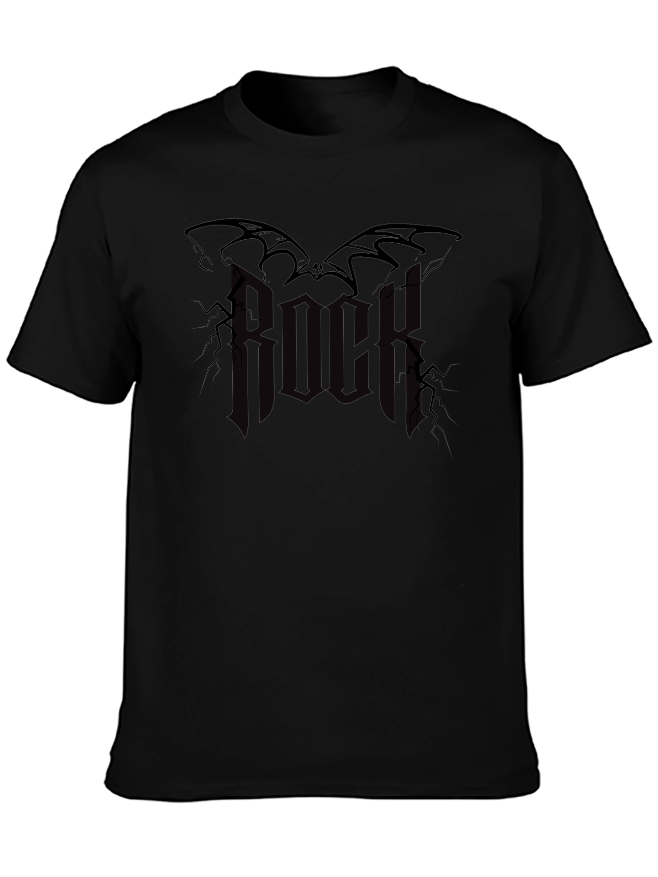 Rock Music Bat Graphic Black T-Shirt