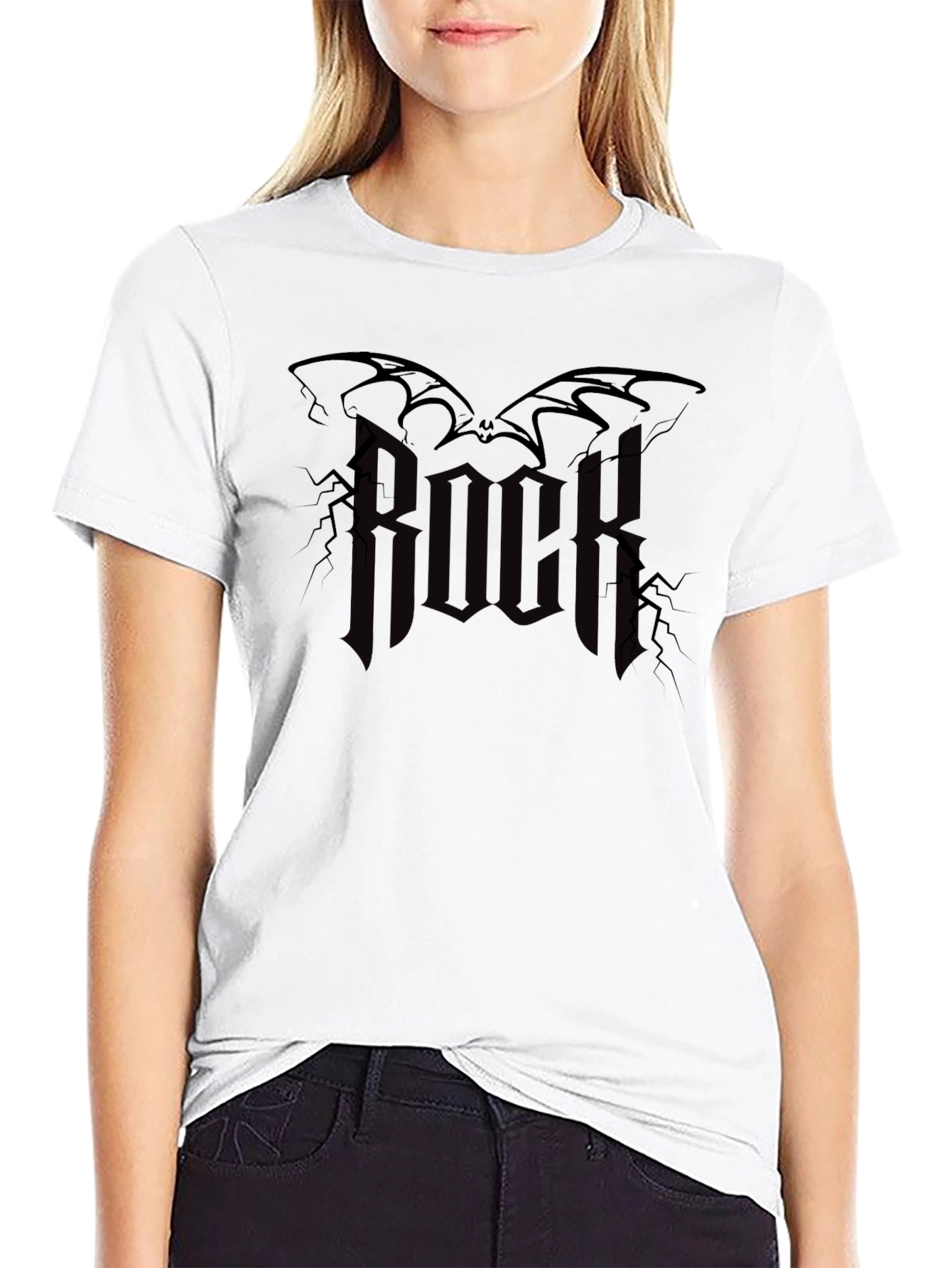 Rock Music Bat Graphic Black T-Shirt