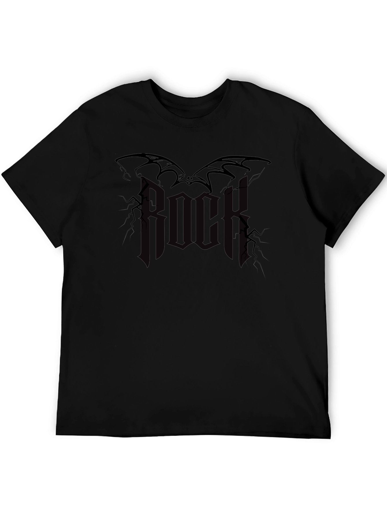 Rock Music Bat Graphic Black T-Shirt