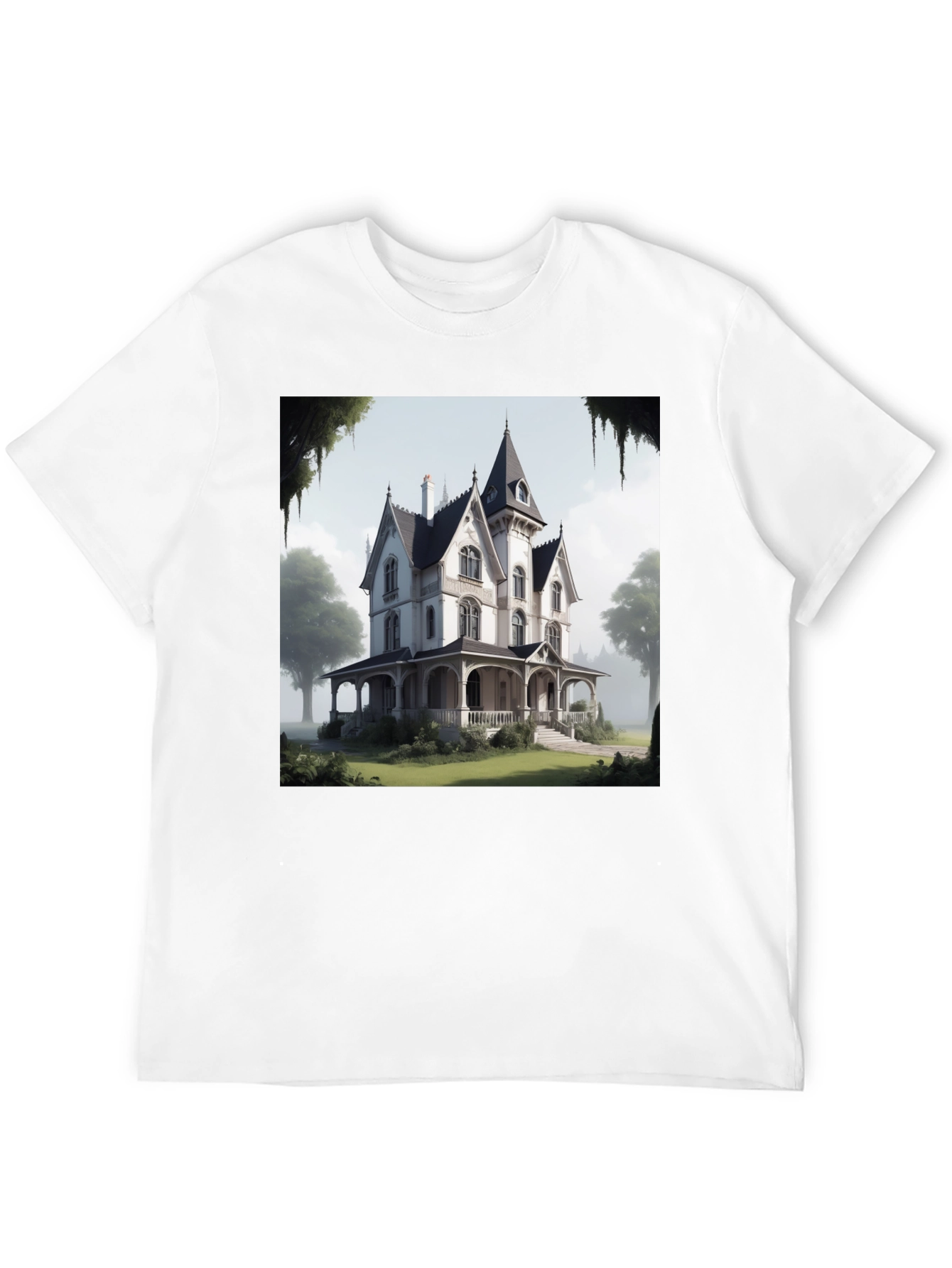 Victorian House Graphic Tee - Classic Architecture Design