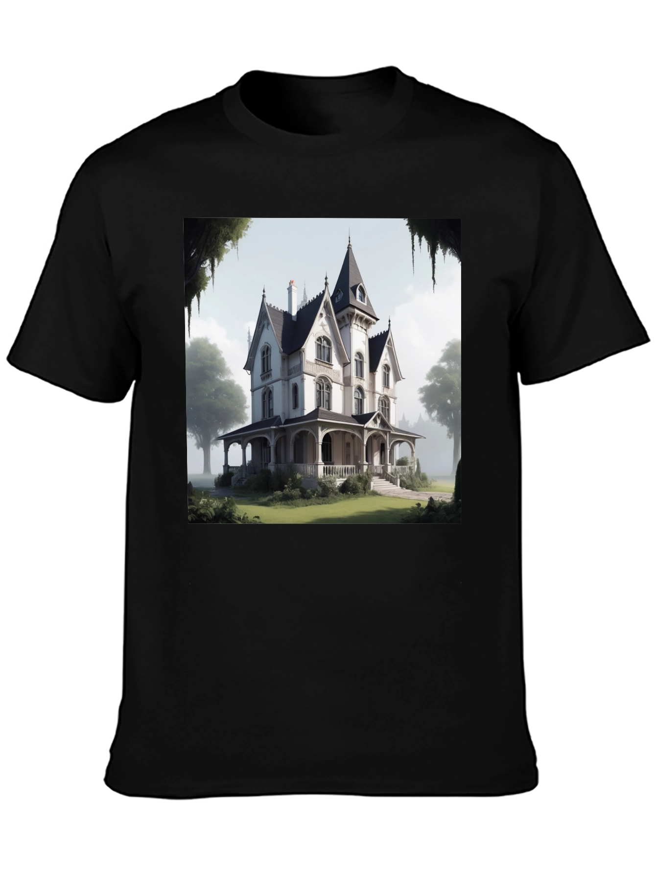 Victorian House Graphic Tee - Classic Architecture Design