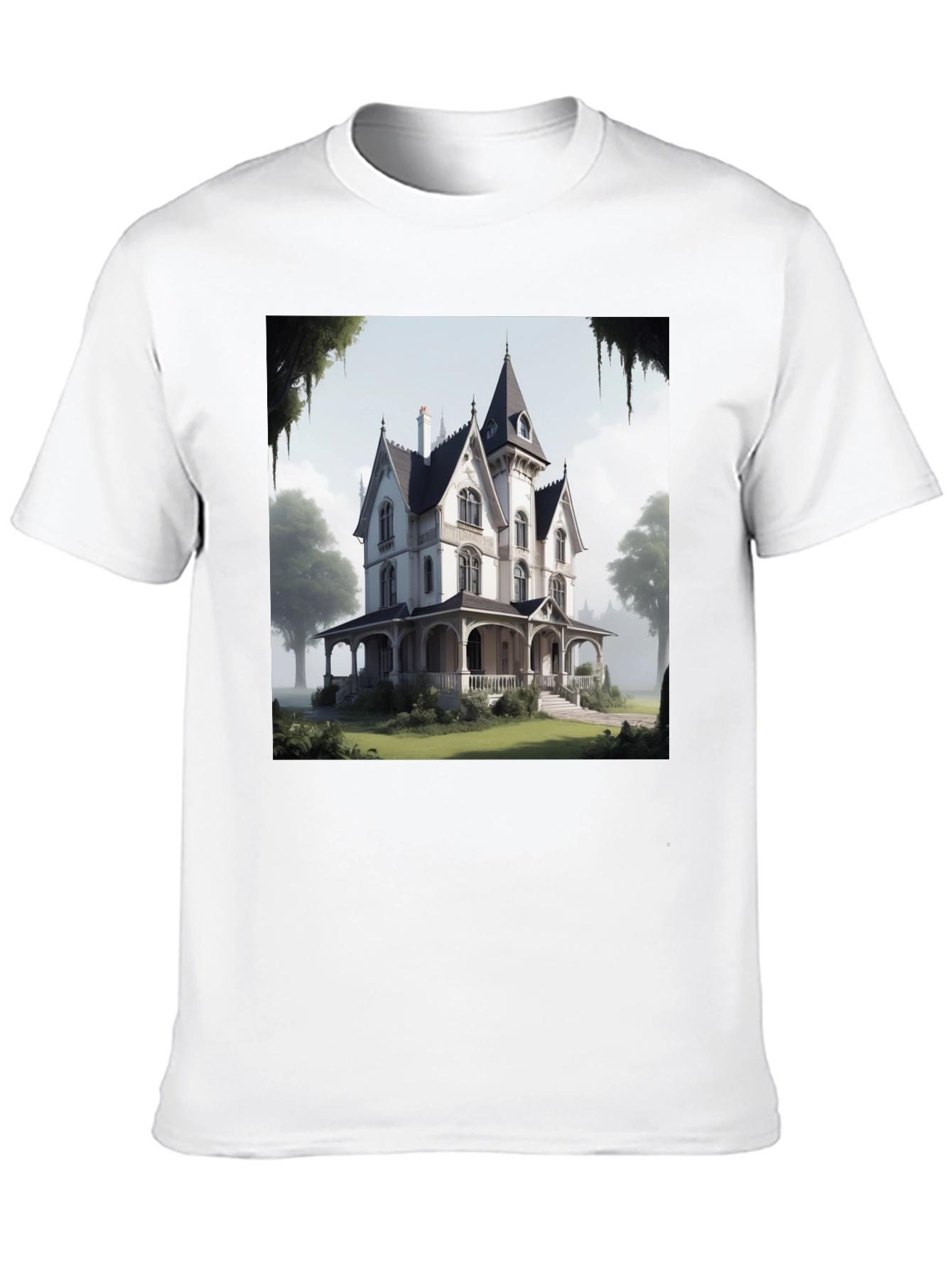 Victorian House Graphic Tee - Classic Architecture Design