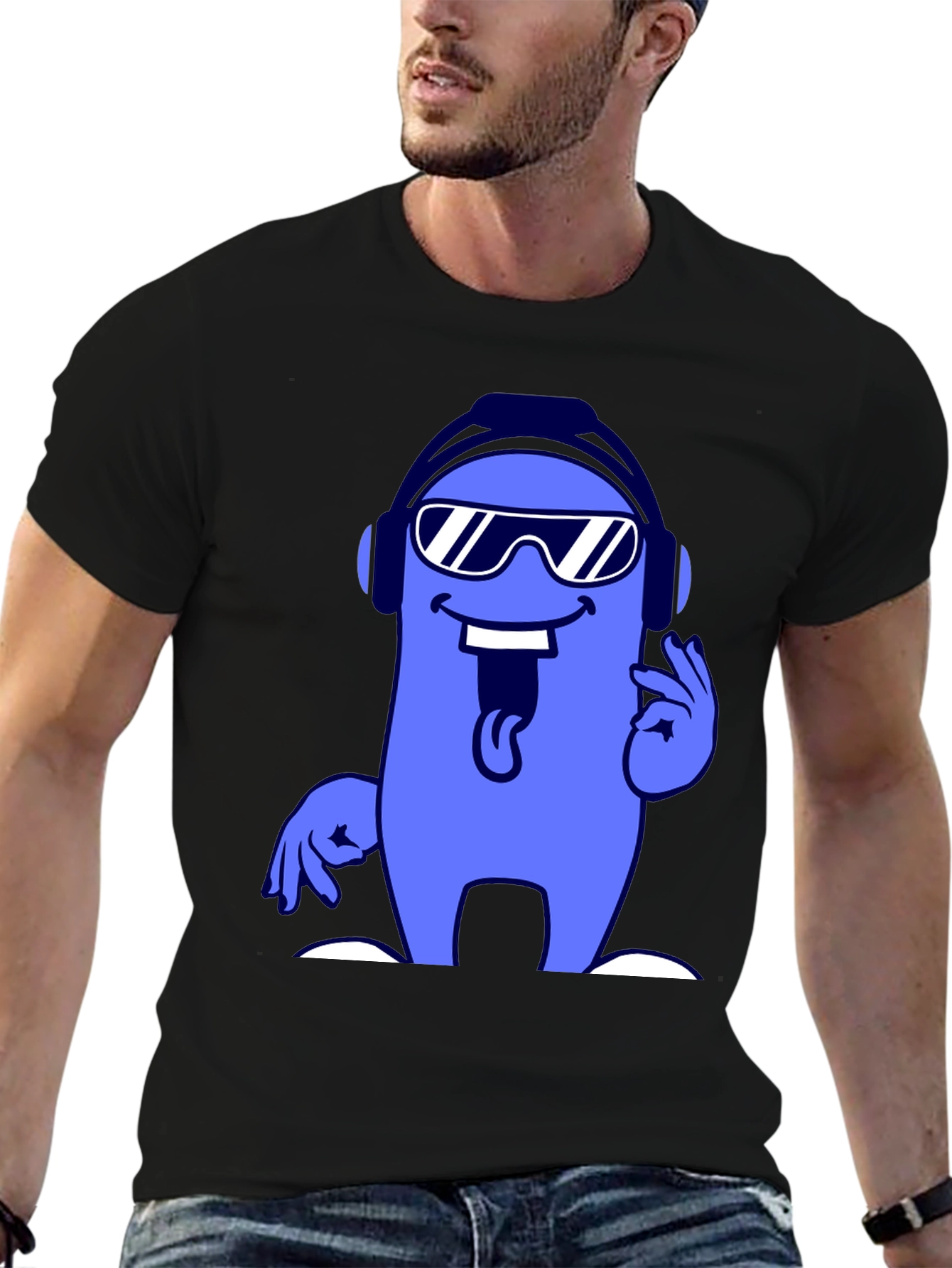Cool Cartoon Character Graphic Tee - Black