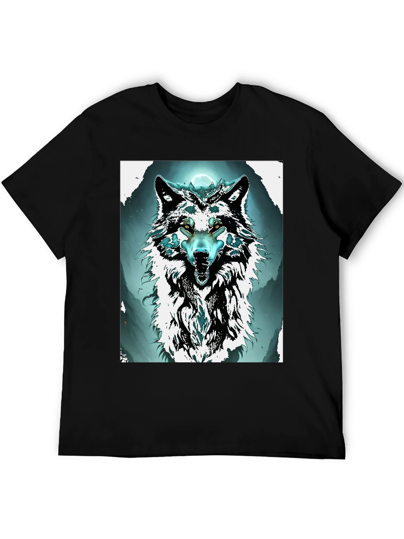 Wolf Graphic Tee - Black Cotton Blend