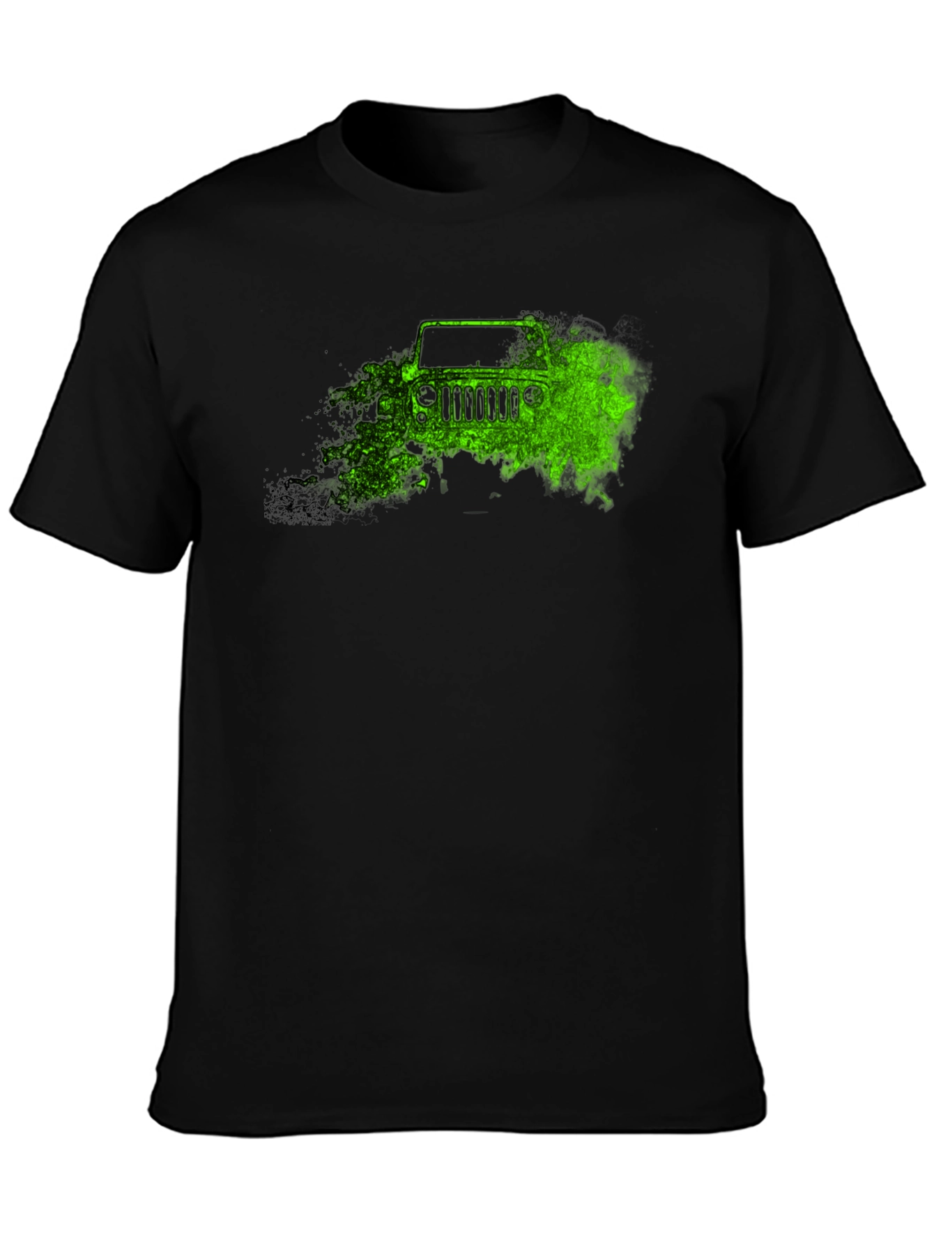 Jeep Trail Green Graphic Tee - Black Cotton T-Shirt