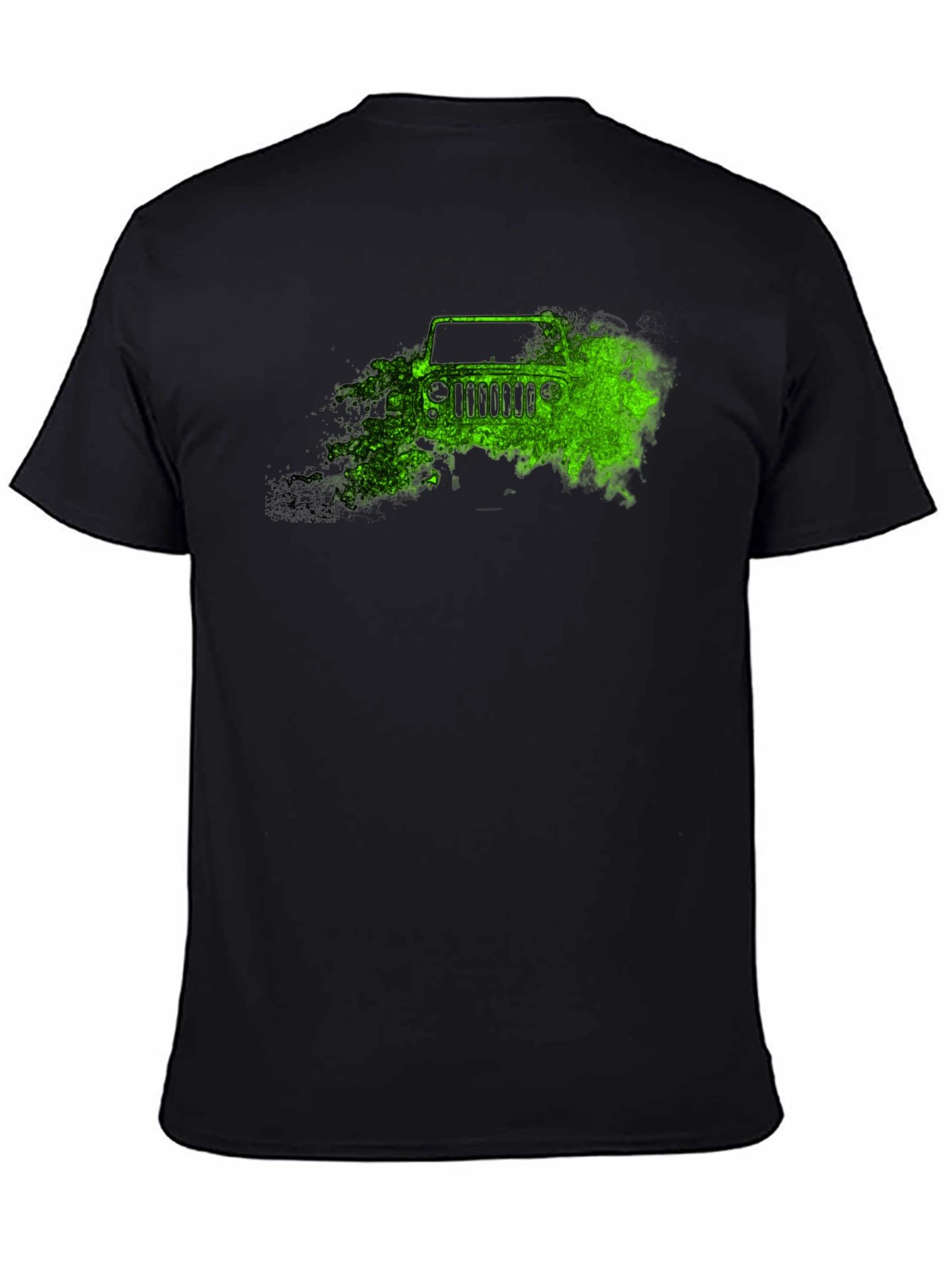 Jeep Trail Green Graphic Tee - Black Cotton T-Shirt