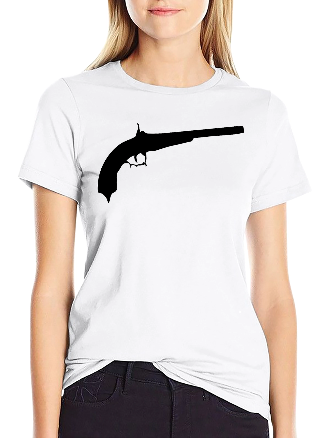 Silhouette Gun Graphic Black T-Shirt