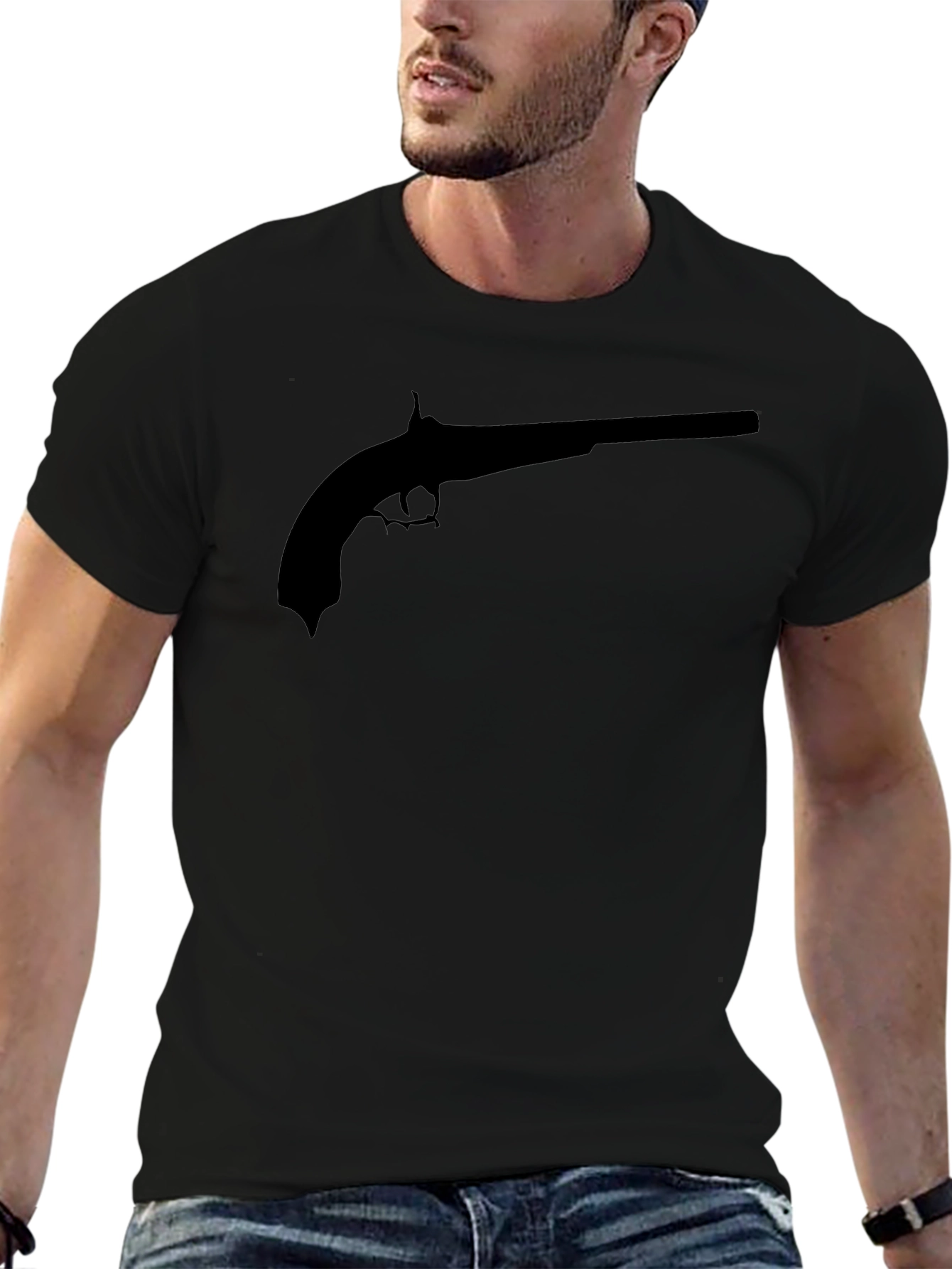 Silhouette Gun Graphic Black T-Shirt