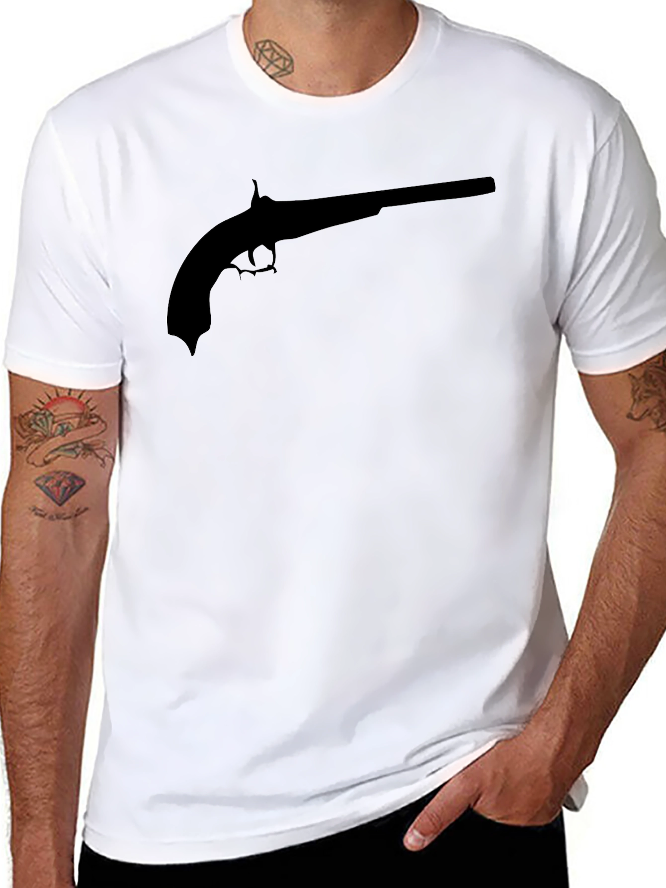 Silhouette Gun Graphic Black T-Shirt