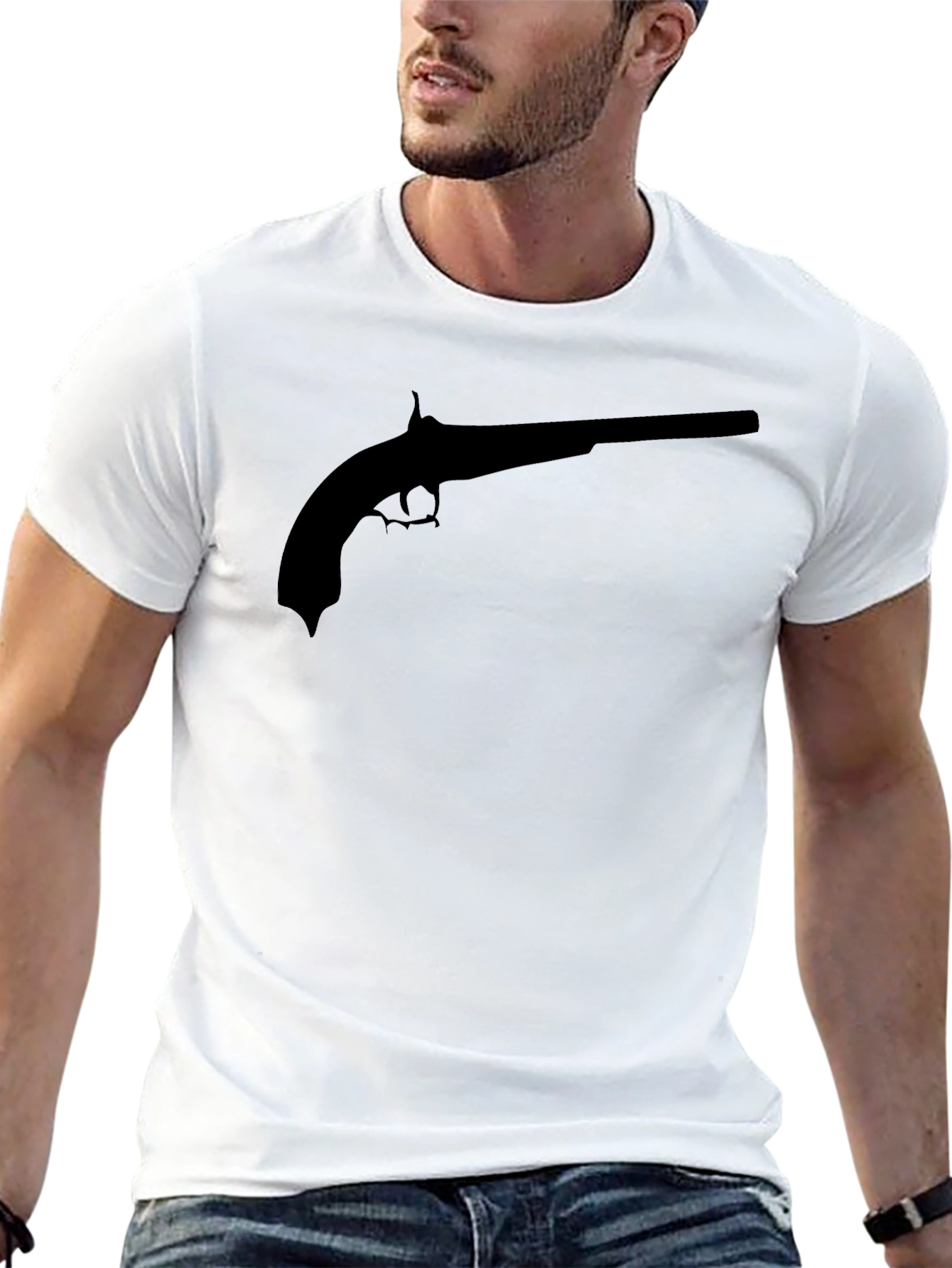 Silhouette Gun Graphic Black T-Shirt