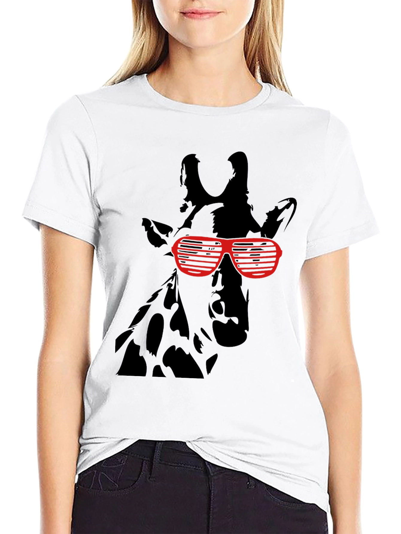 Cool Giraffe Graphic Tee - Black