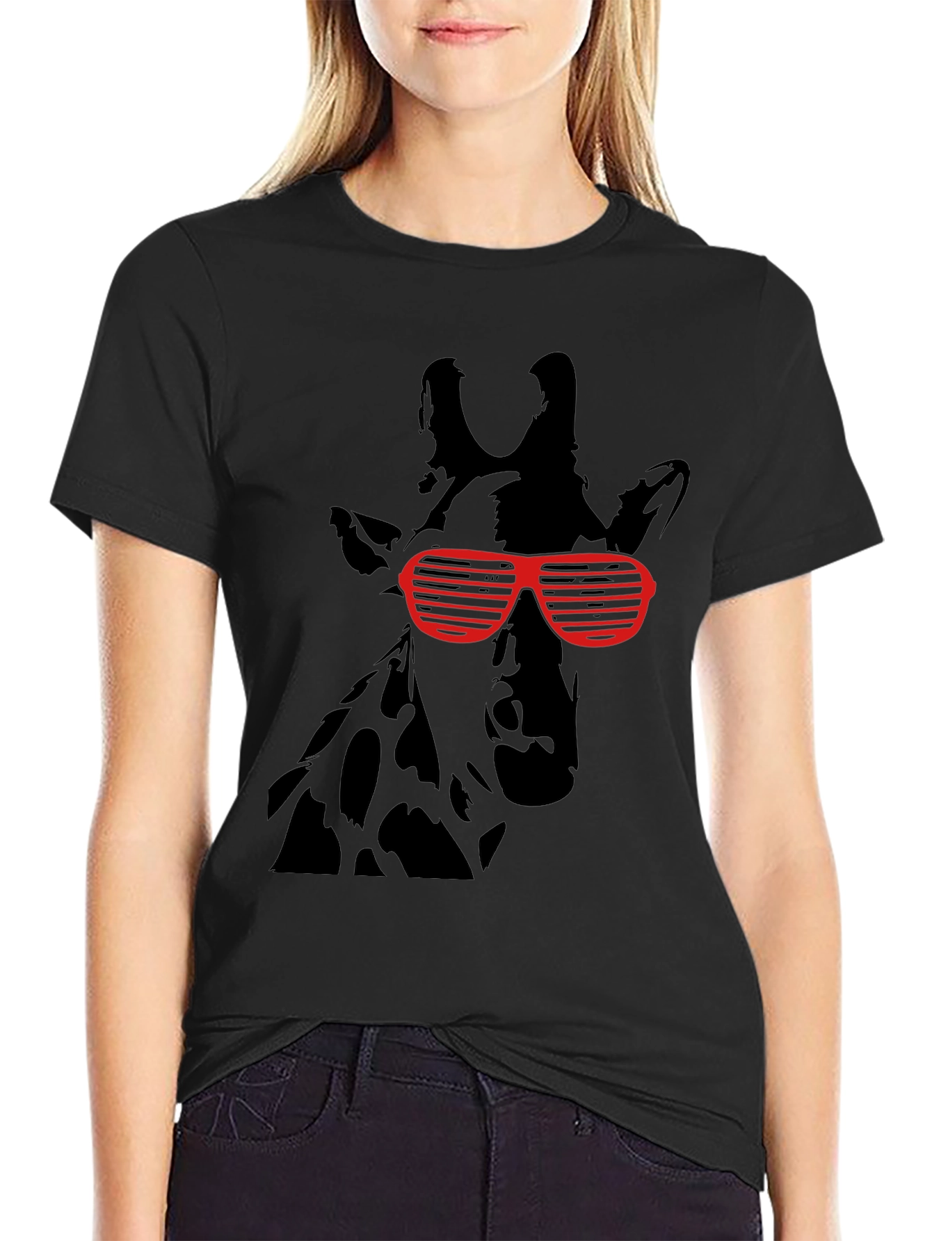 Cool Giraffe Graphic Tee - Black