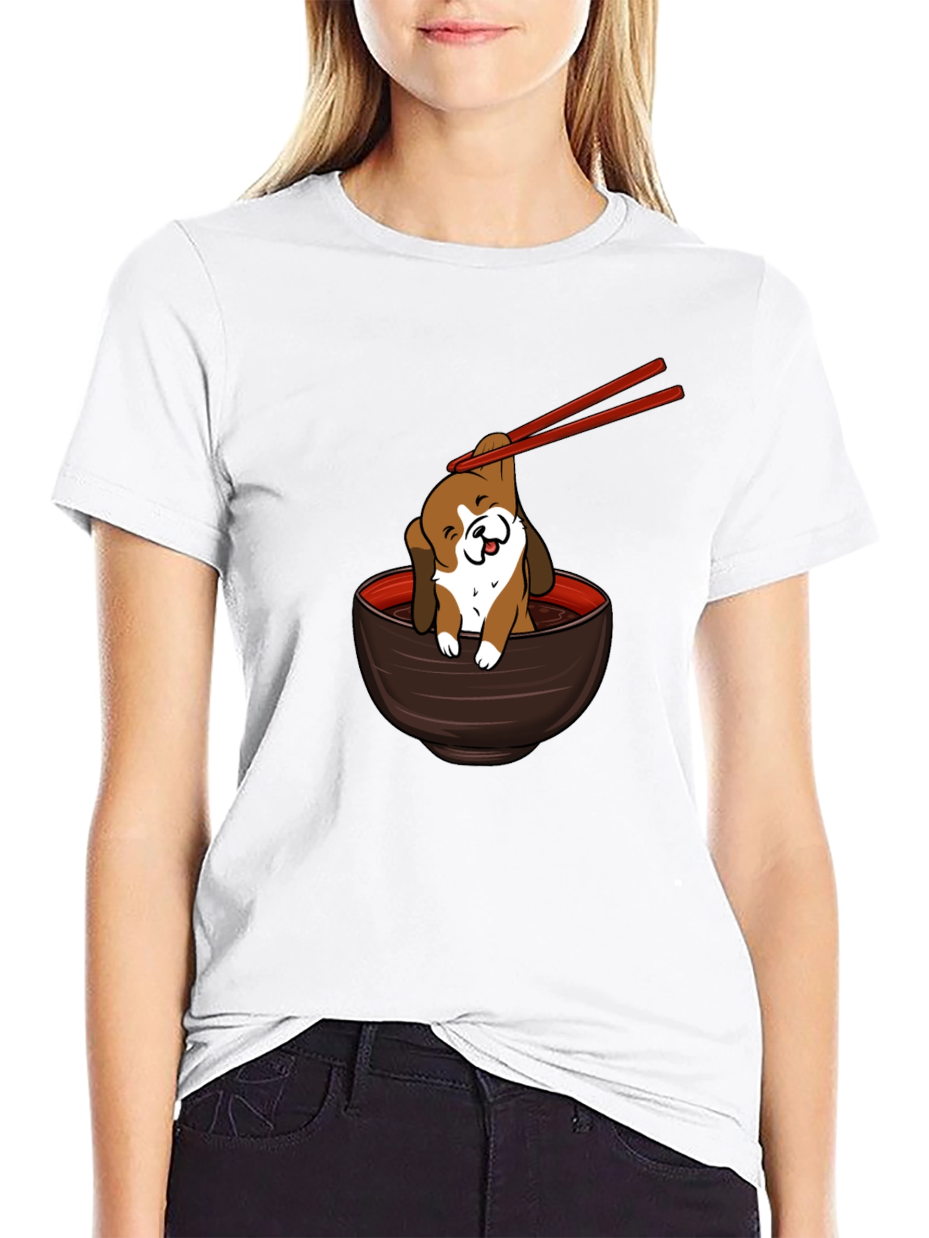 Cute Dog Ramen Bowl T-Shirt