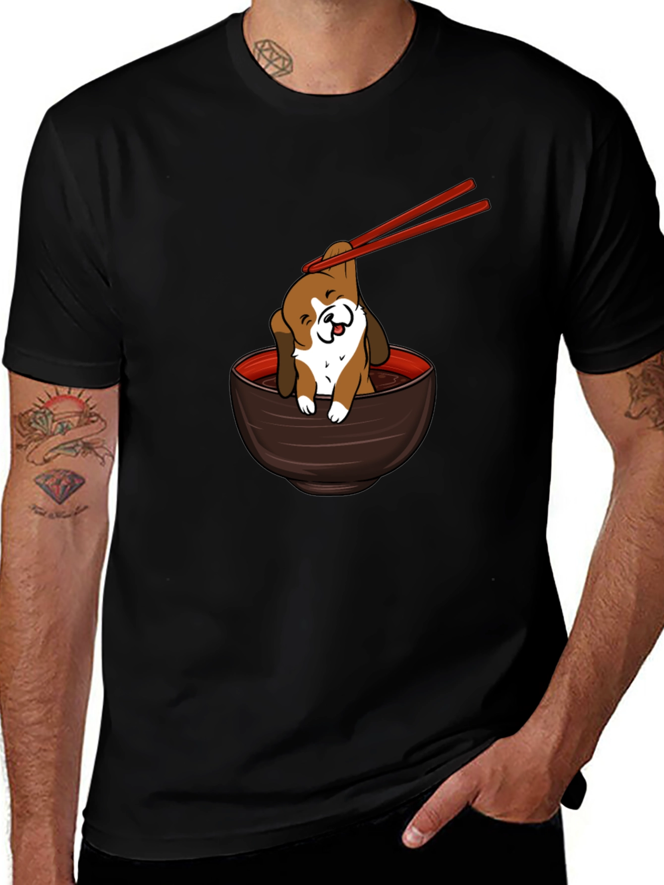Cute Dog Ramen Bowl T-Shirt