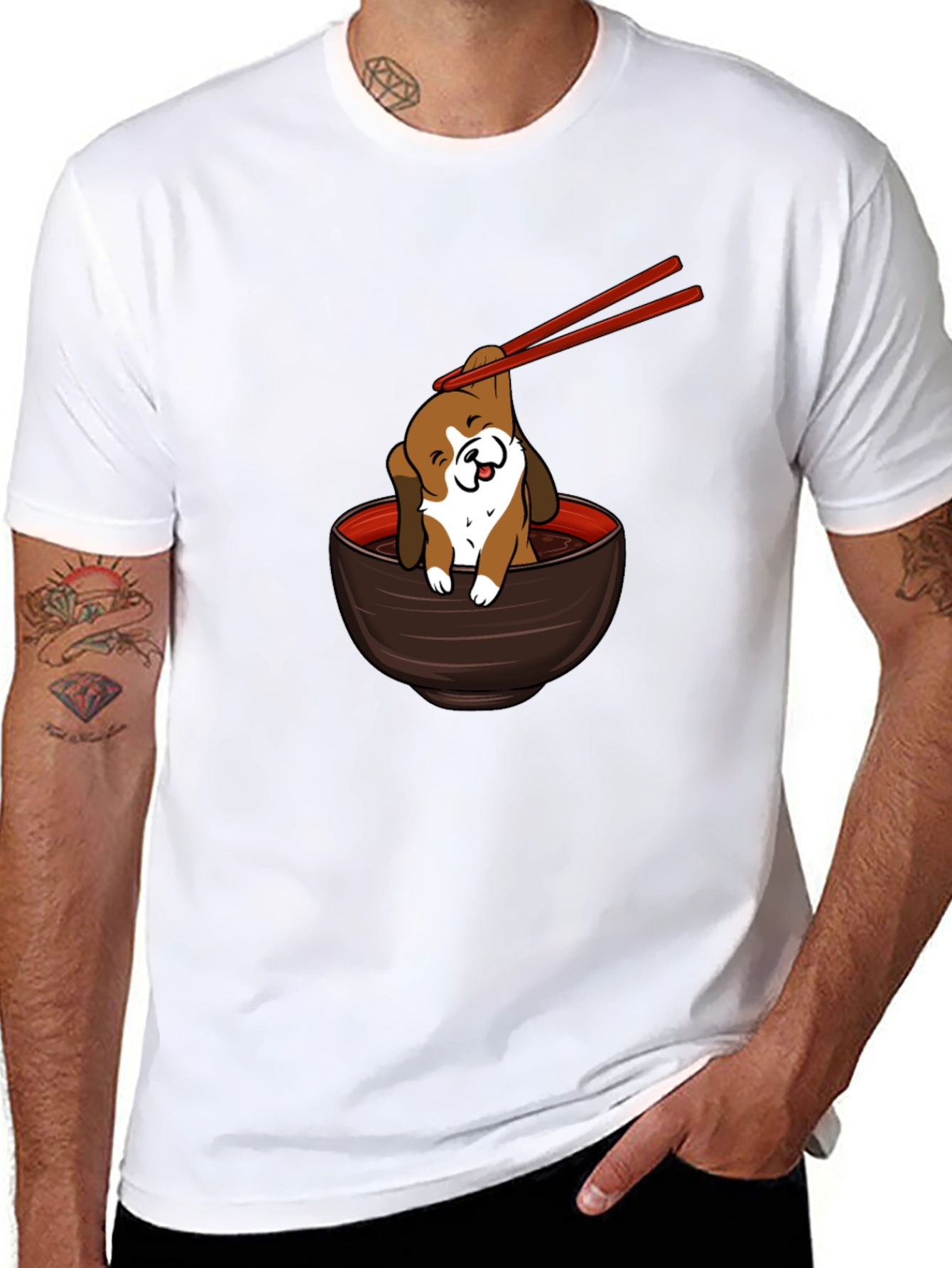 Cute Dog Ramen Bowl T-Shirt