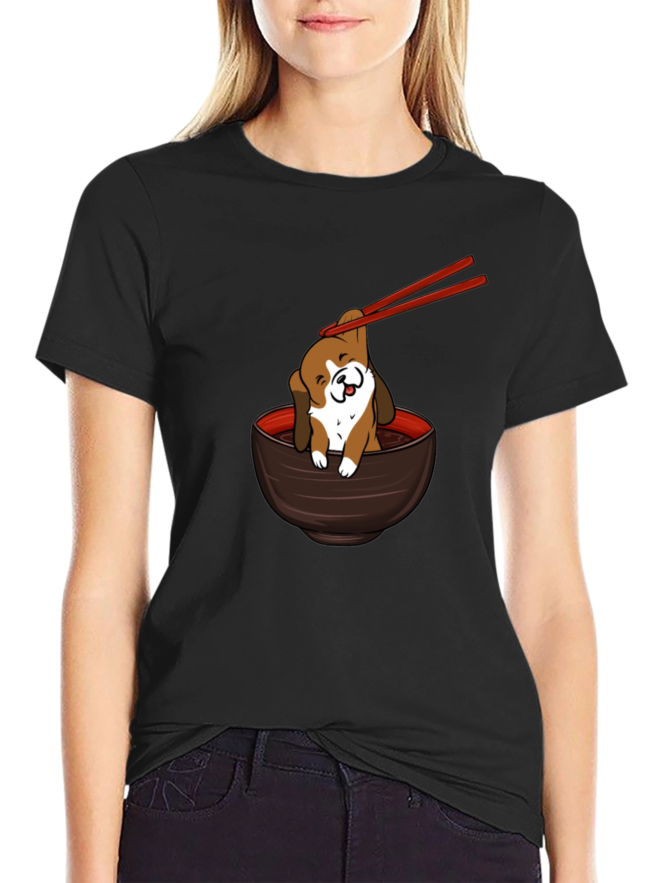 Cute Dog Ramen Bowl T-Shirt