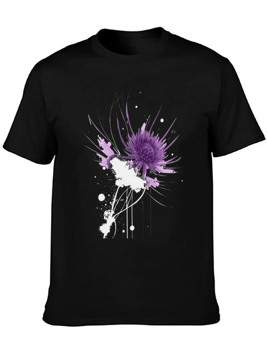 Abstract Floral Graphic Black T-Shirt