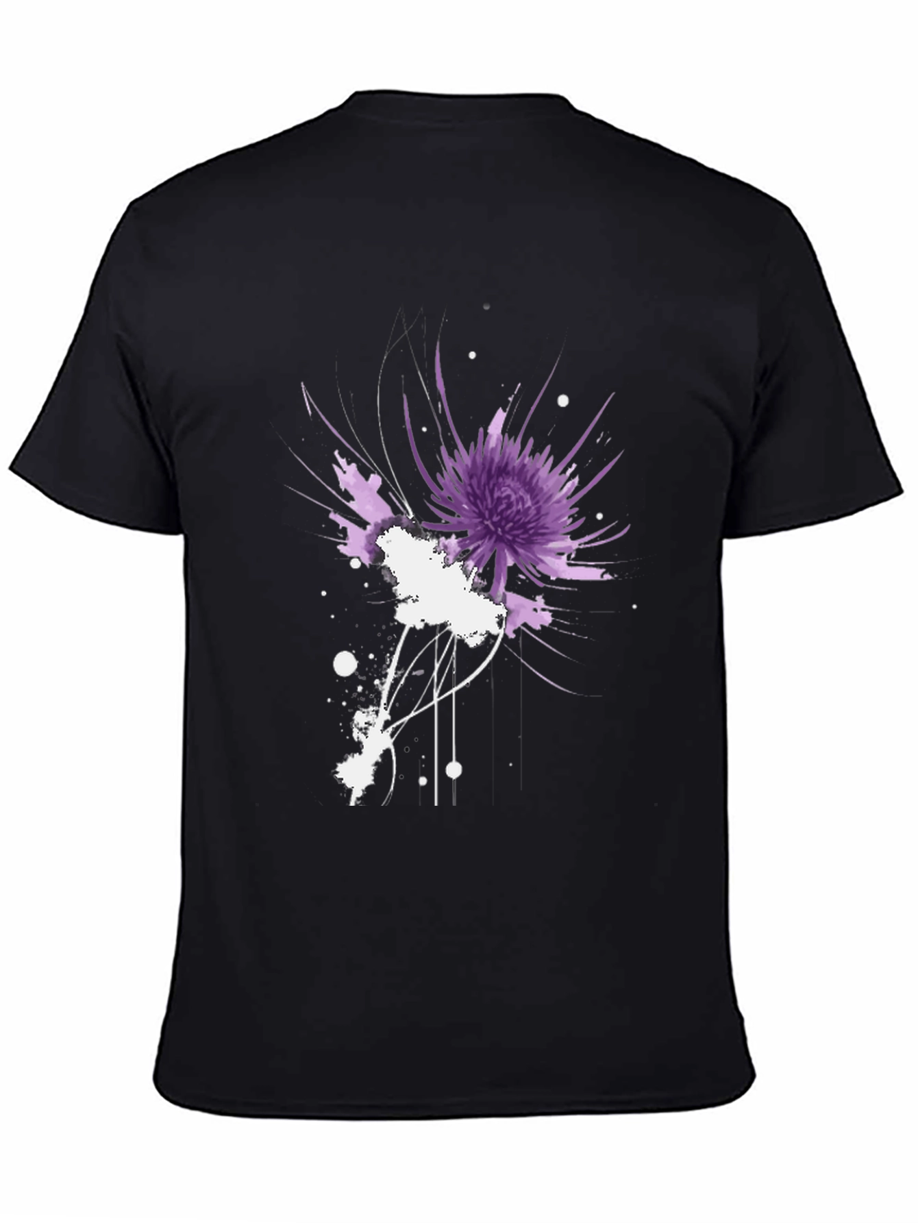 Abstract Floral Graphic Black T-Shirt