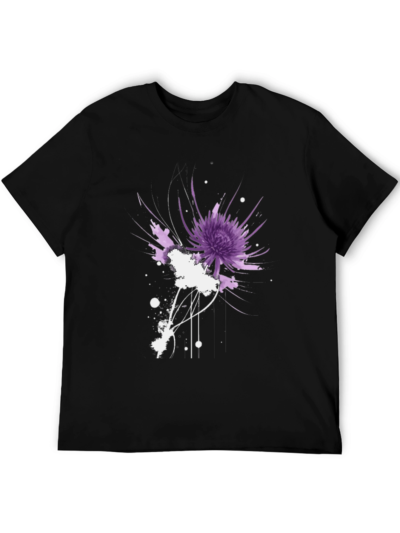 Abstract Floral Graphic Black T-Shirt