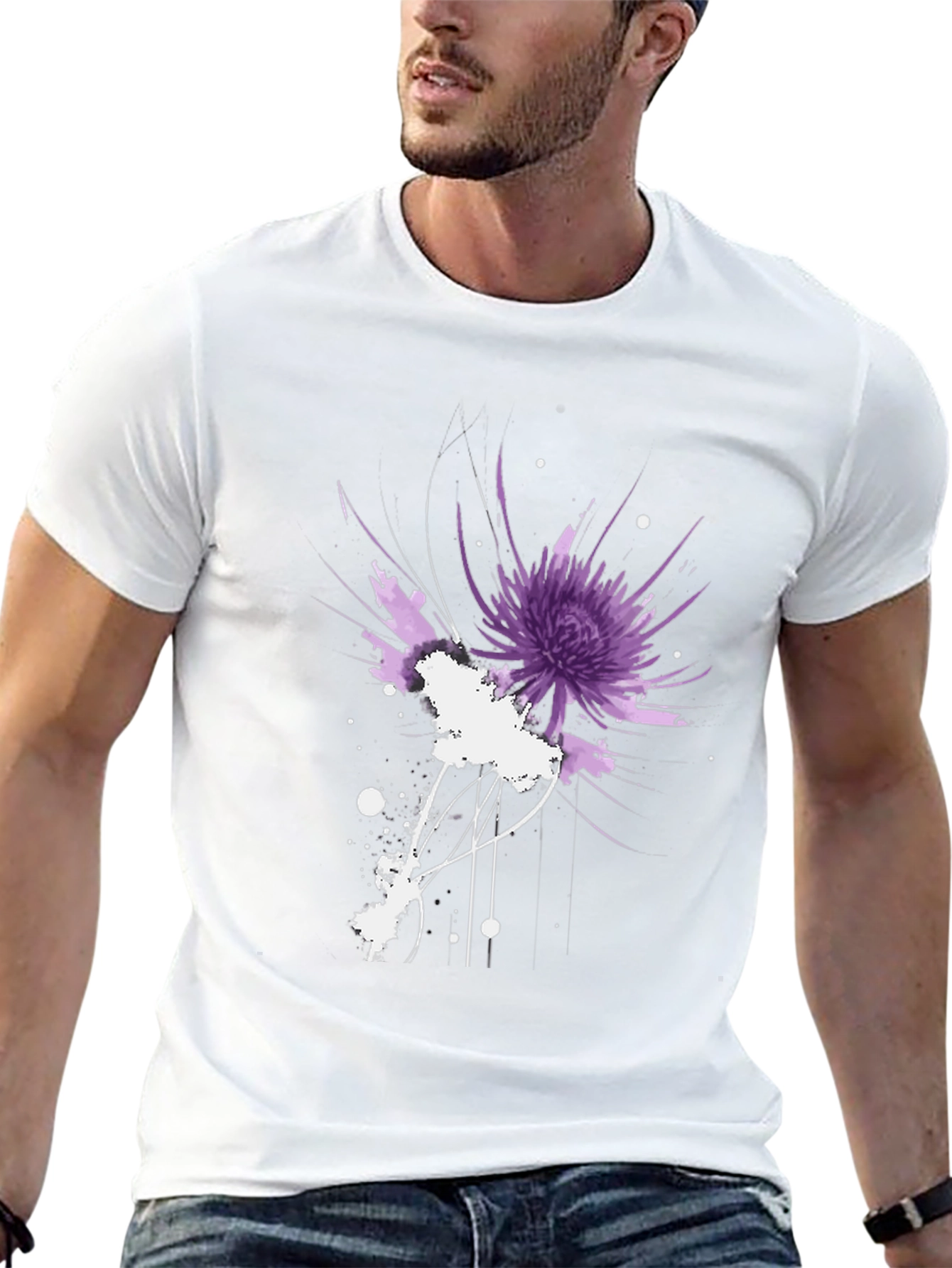 Abstract Floral Graphic Black T-Shirt