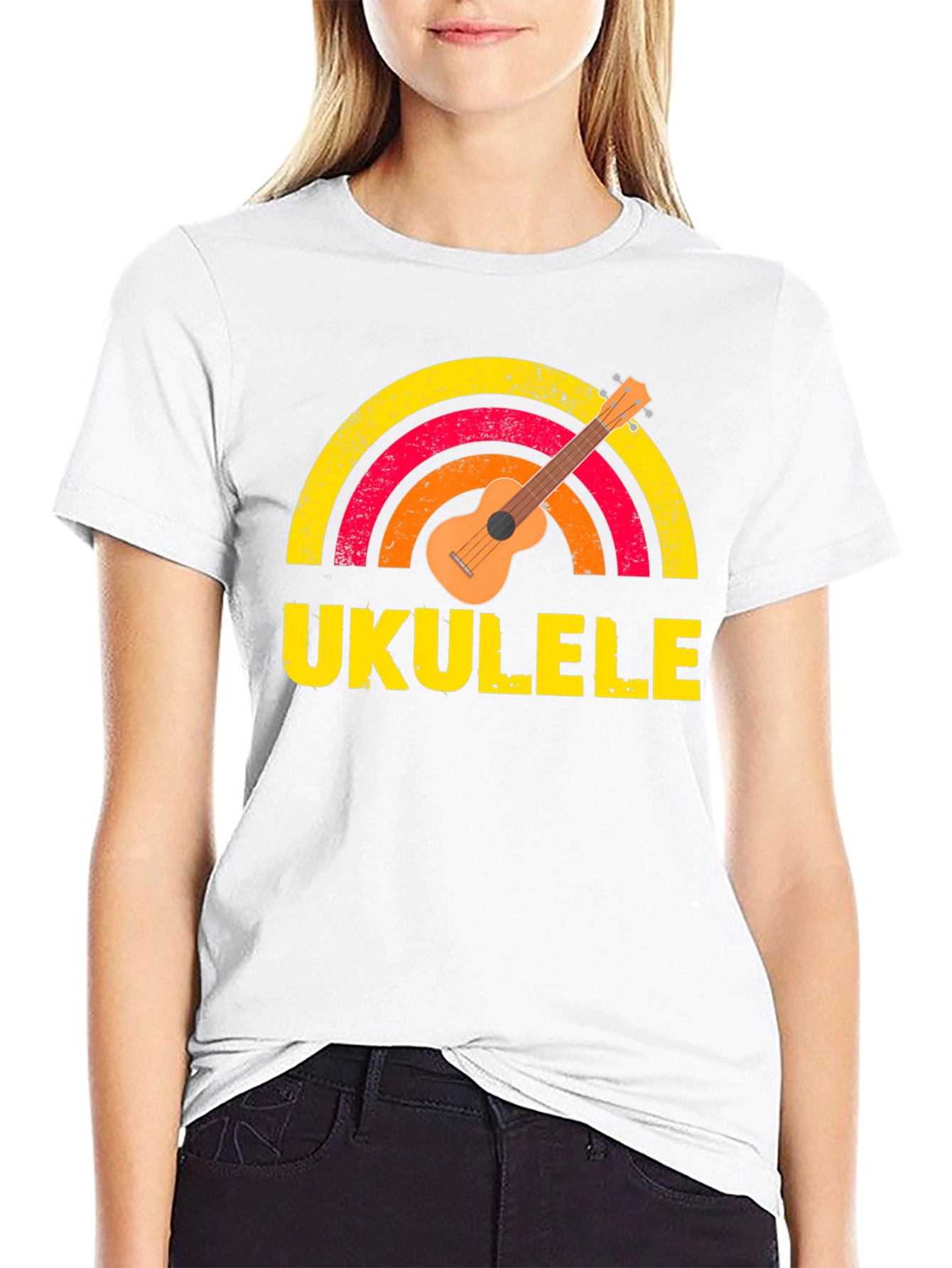 Ukulele Rainbow Graphic T-Shirt