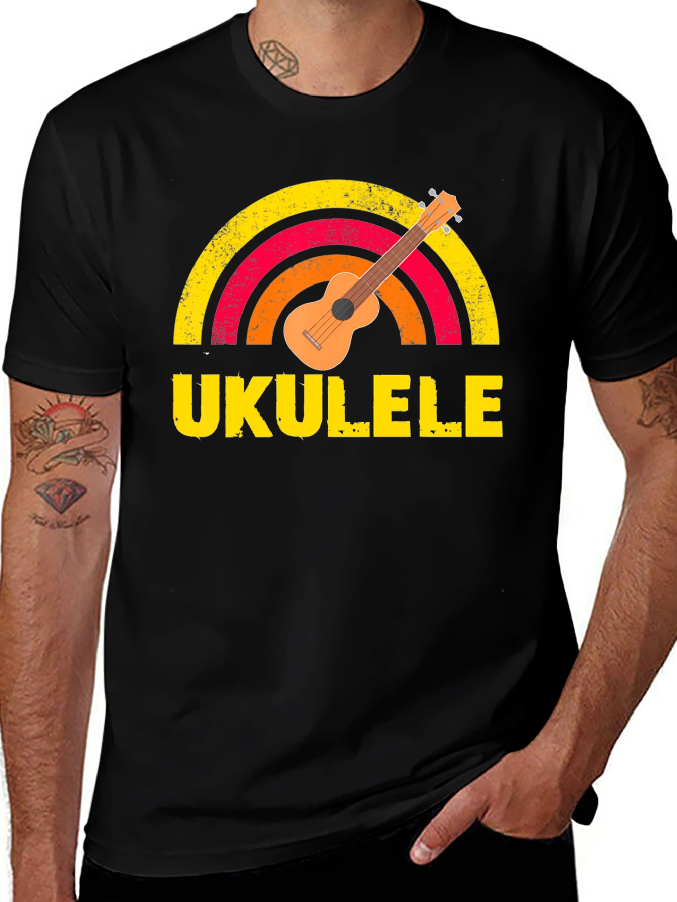 Ukulele Rainbow Graphic T-Shirt