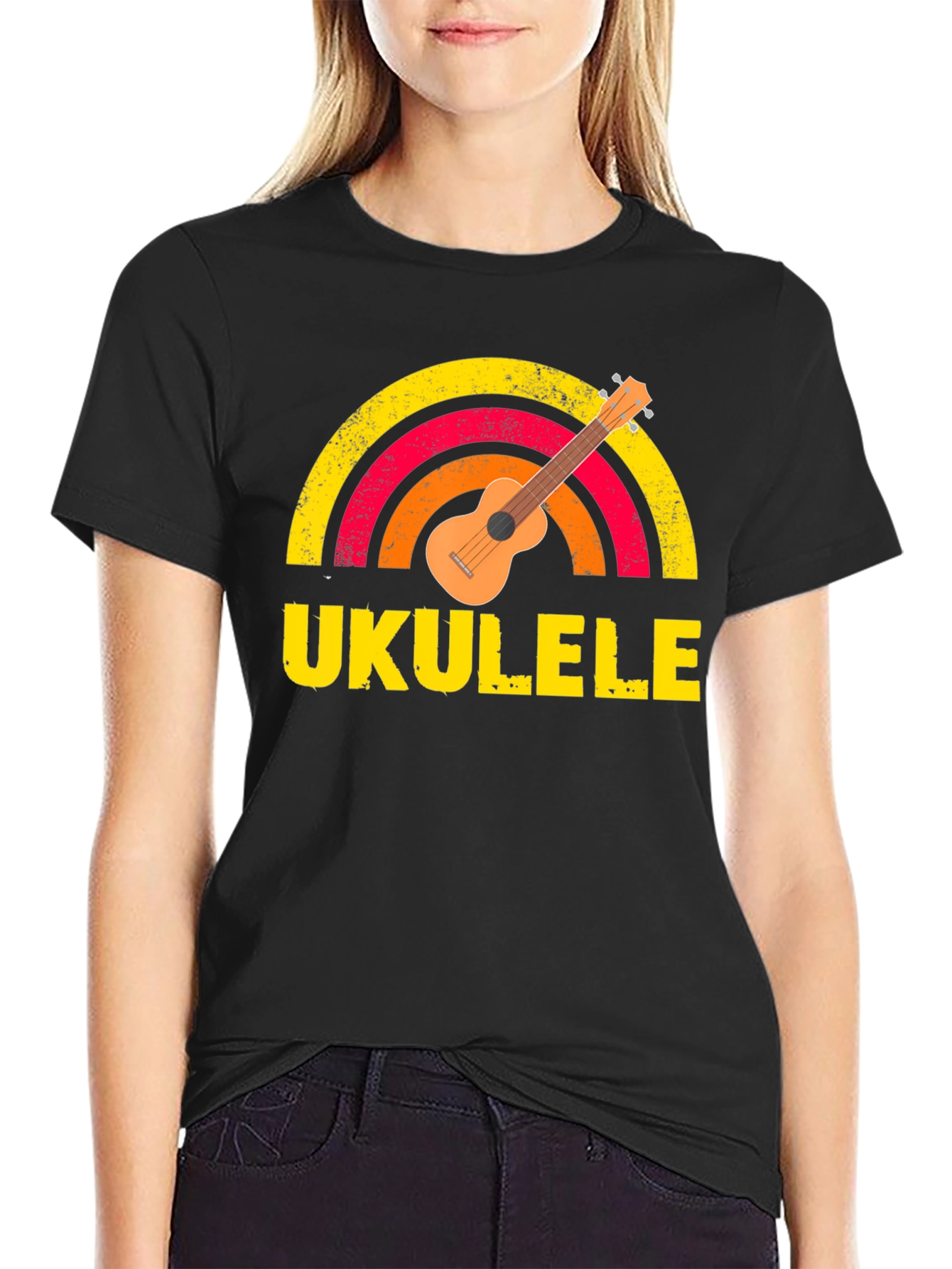Ukulele Rainbow Graphic T-Shirt
