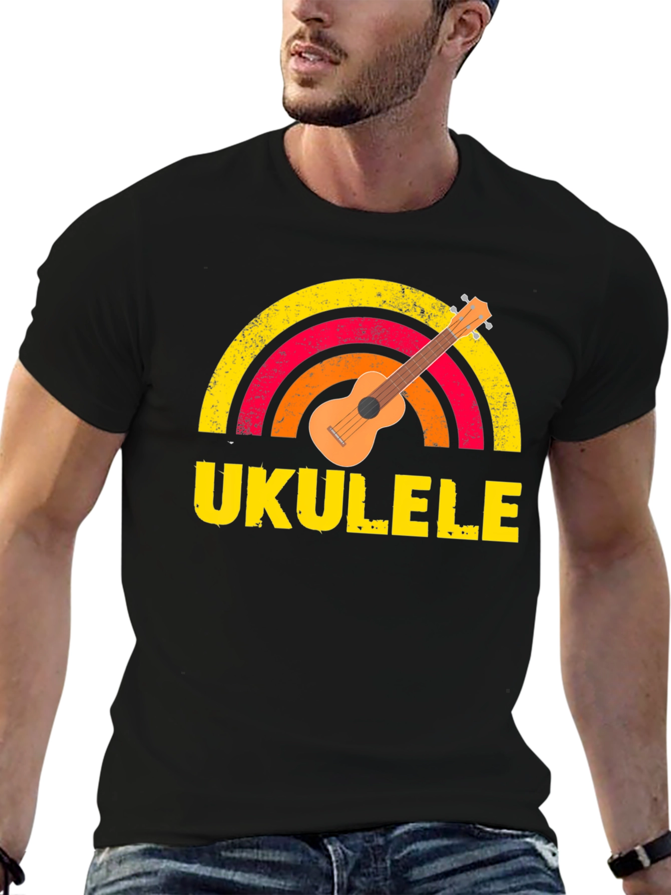 Ukulele Rainbow Graphic T-Shirt
