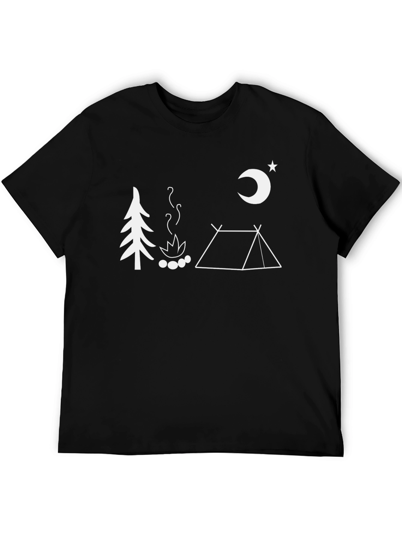 Camping Scene Graphic T-Shirt - Black