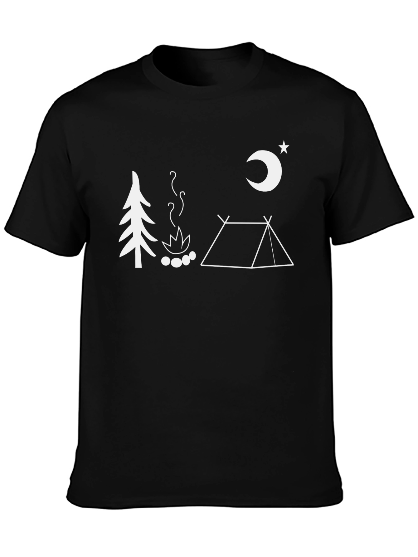 Camping Scene Graphic T-Shirt - Black