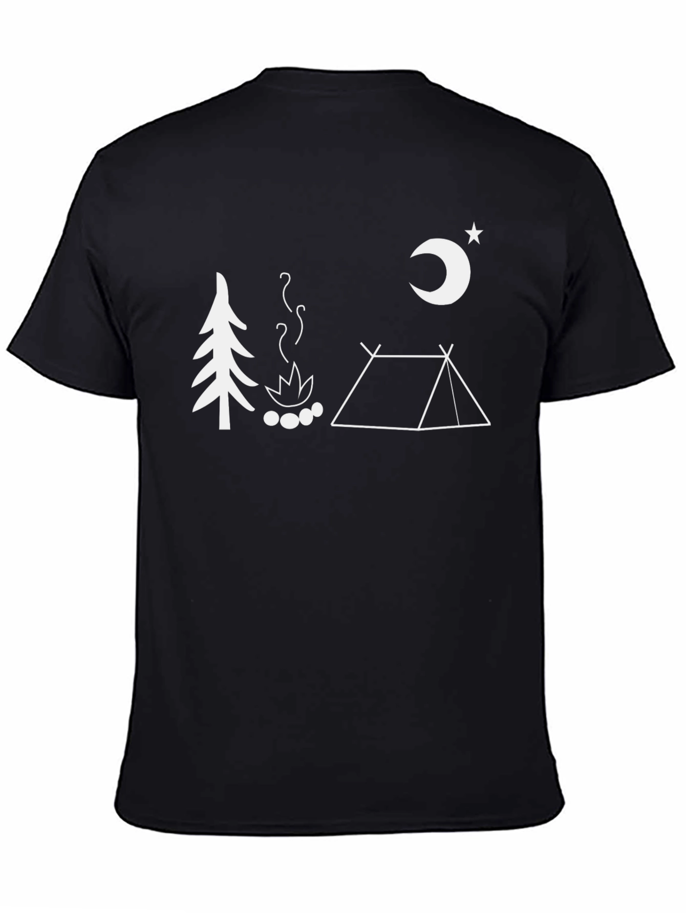 Camping Scene Graphic T-Shirt - Black