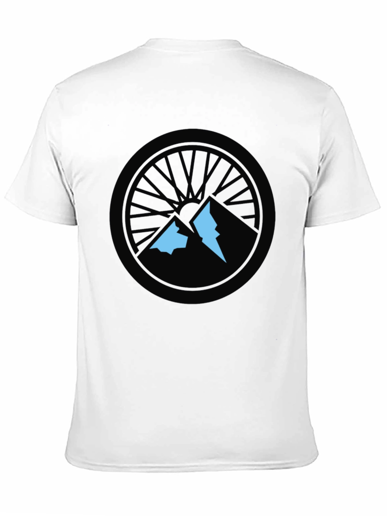 Mountain Biking T-Shirt - Wheel and Peaks Design
