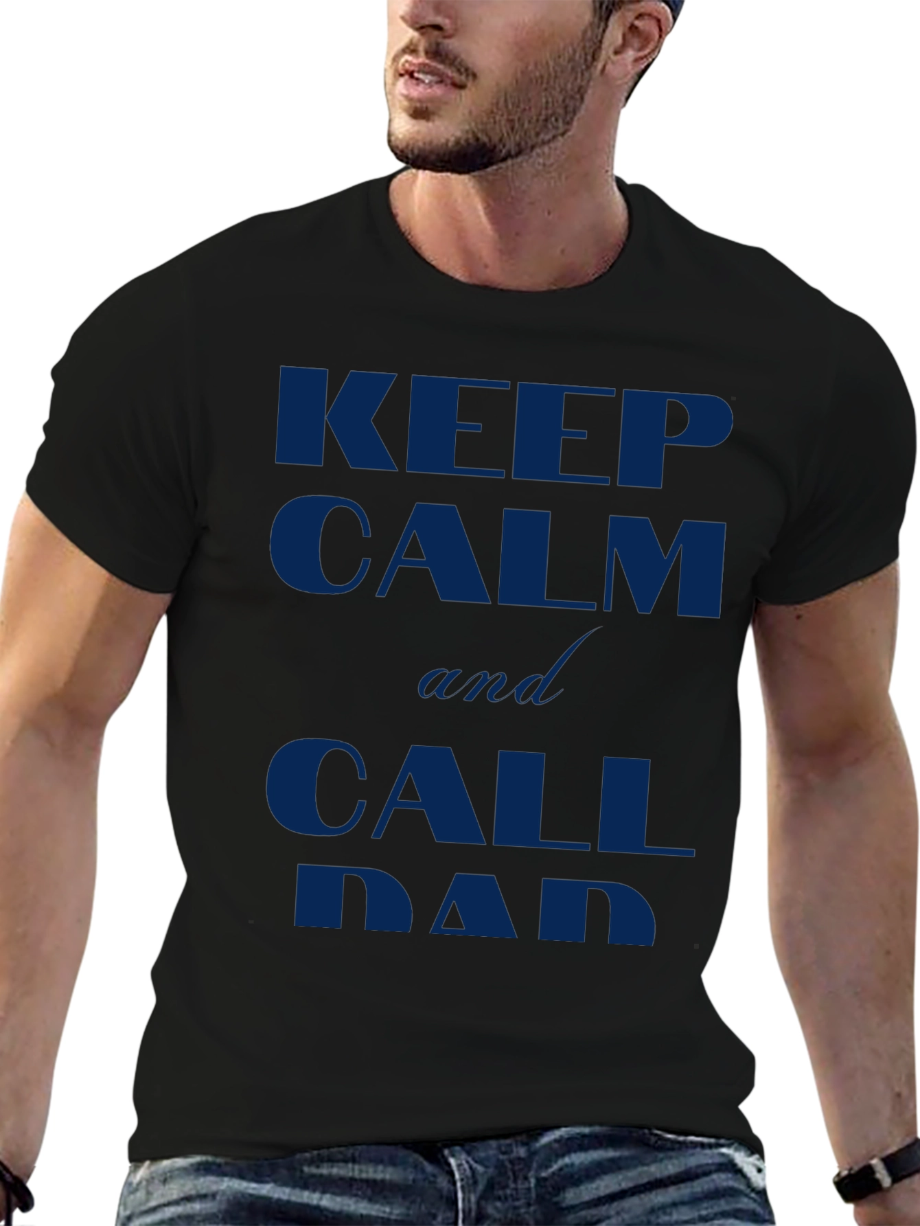 Keep Calm and Call Dad Black T-Shirt