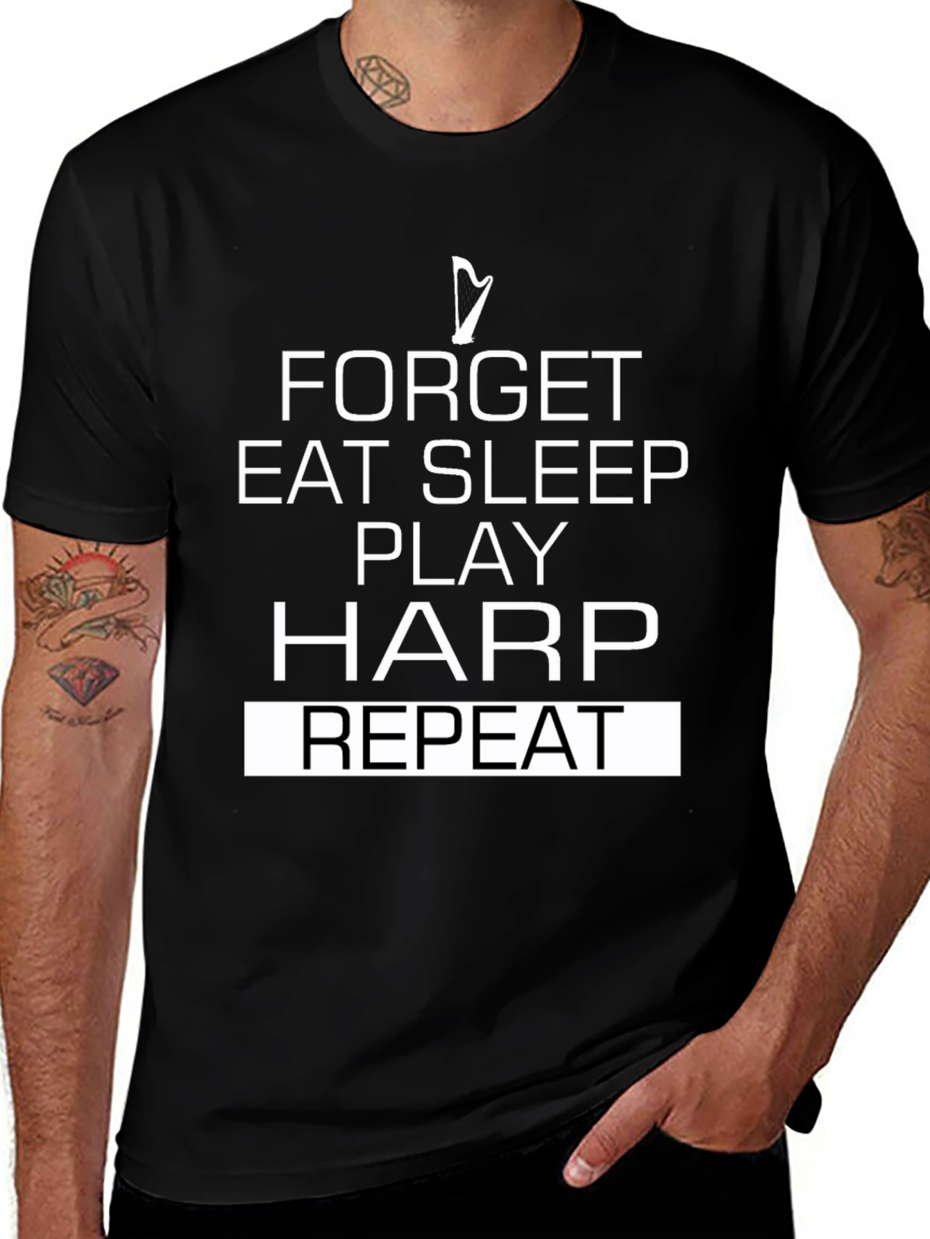 Forget Eat Sleep Play Harp Repeat T-Shirt