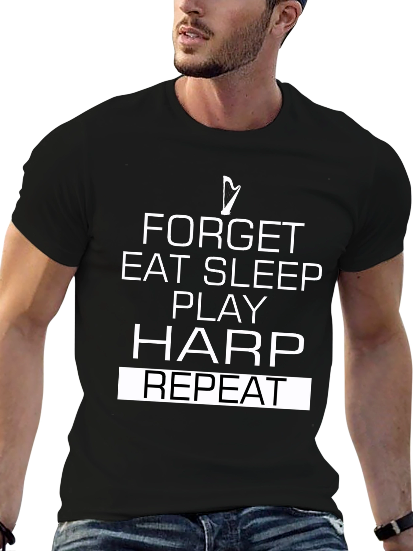 Forget Eat Sleep Play Harp Repeat T-Shirt
