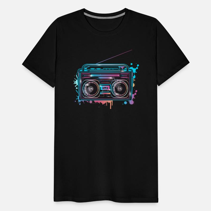 Cassette recorder in 80s neon graffiti look