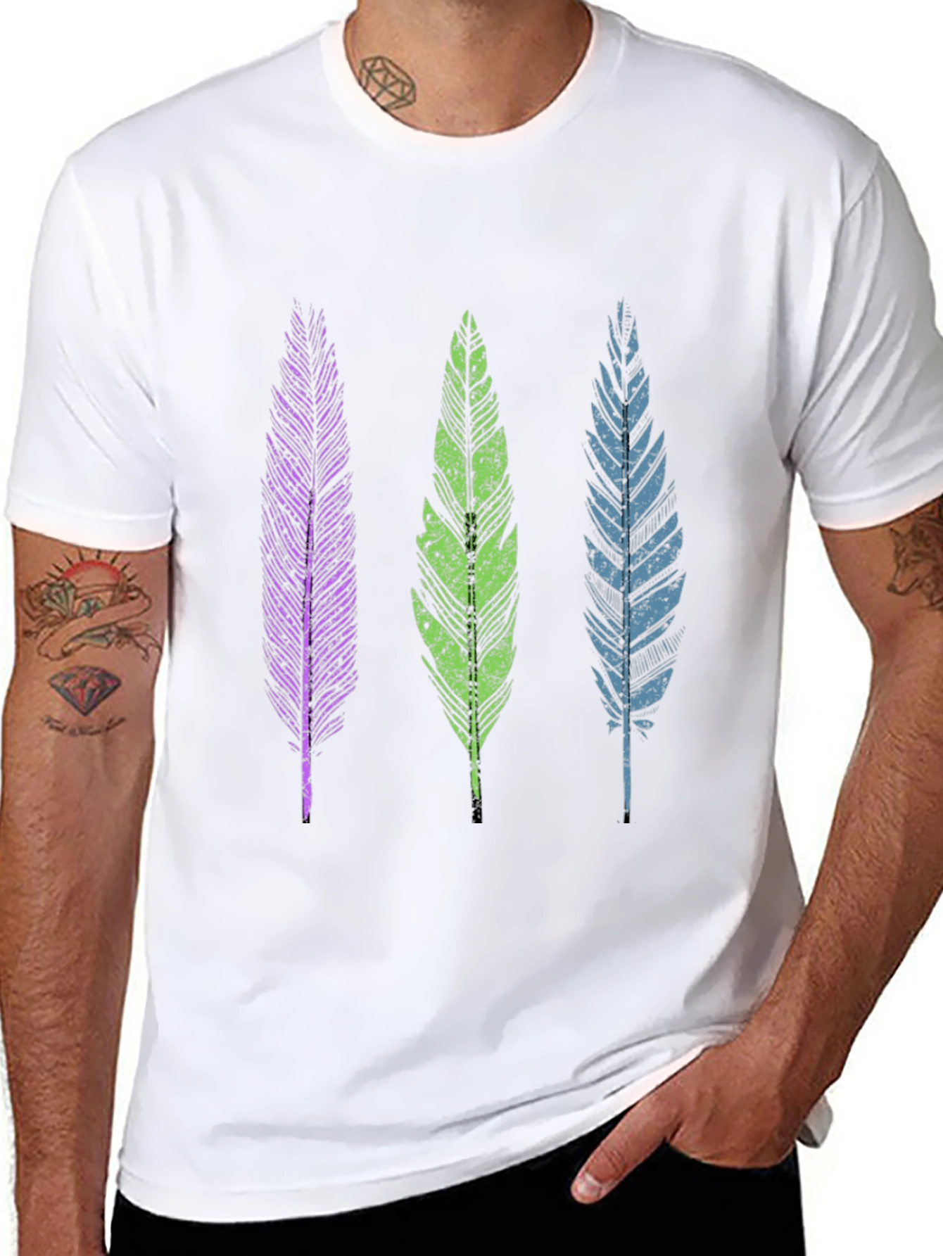 Feather Trio Graphic Tee - Casual Comfort