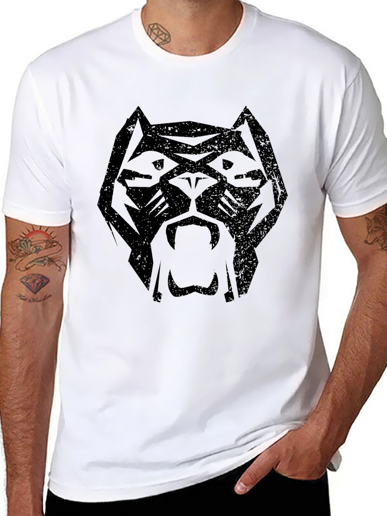 Mens Black Panther Graphic Print Crew Neck T-Shirt