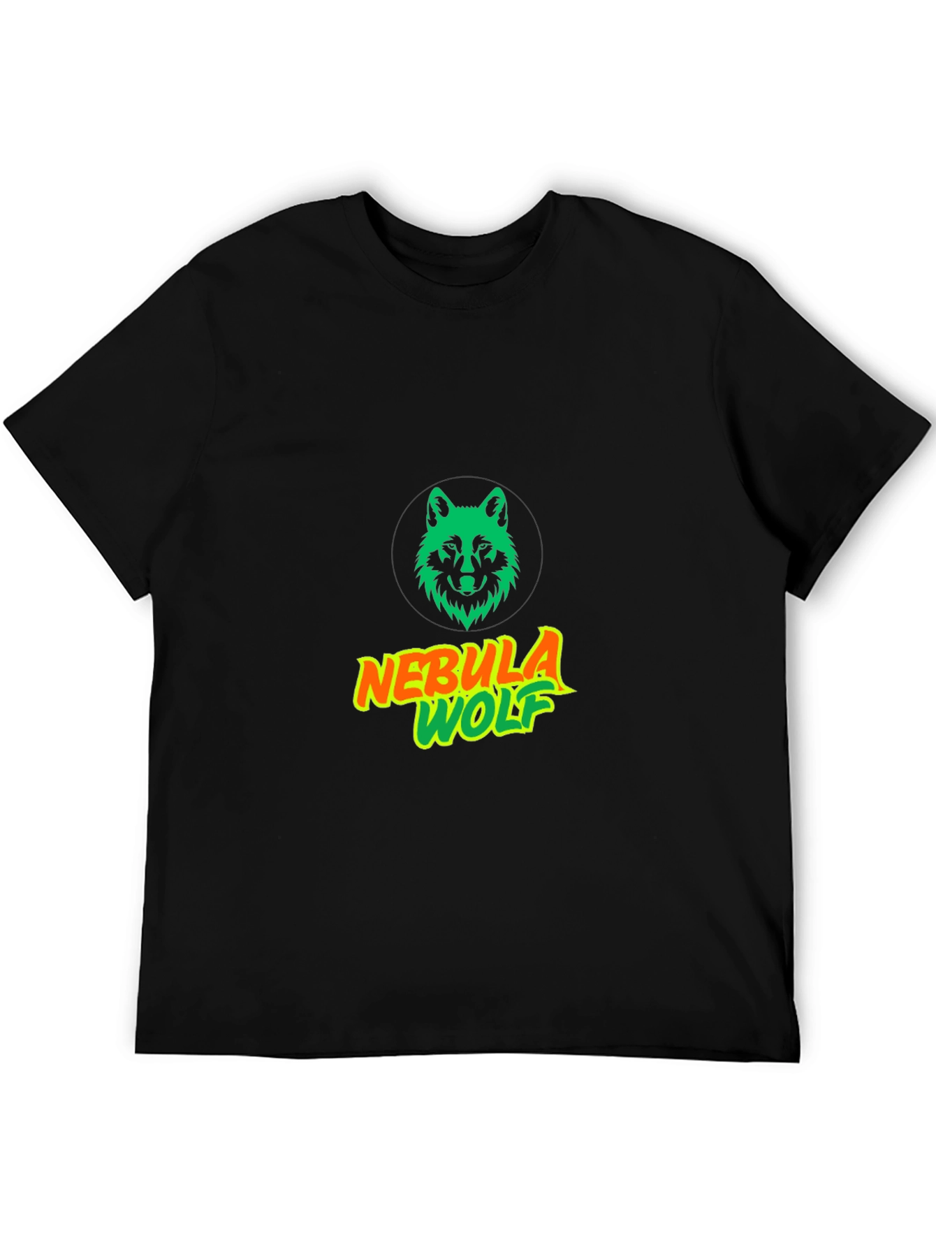 Nebula Wolf Graphic Tee - Modern Black T-Shirt