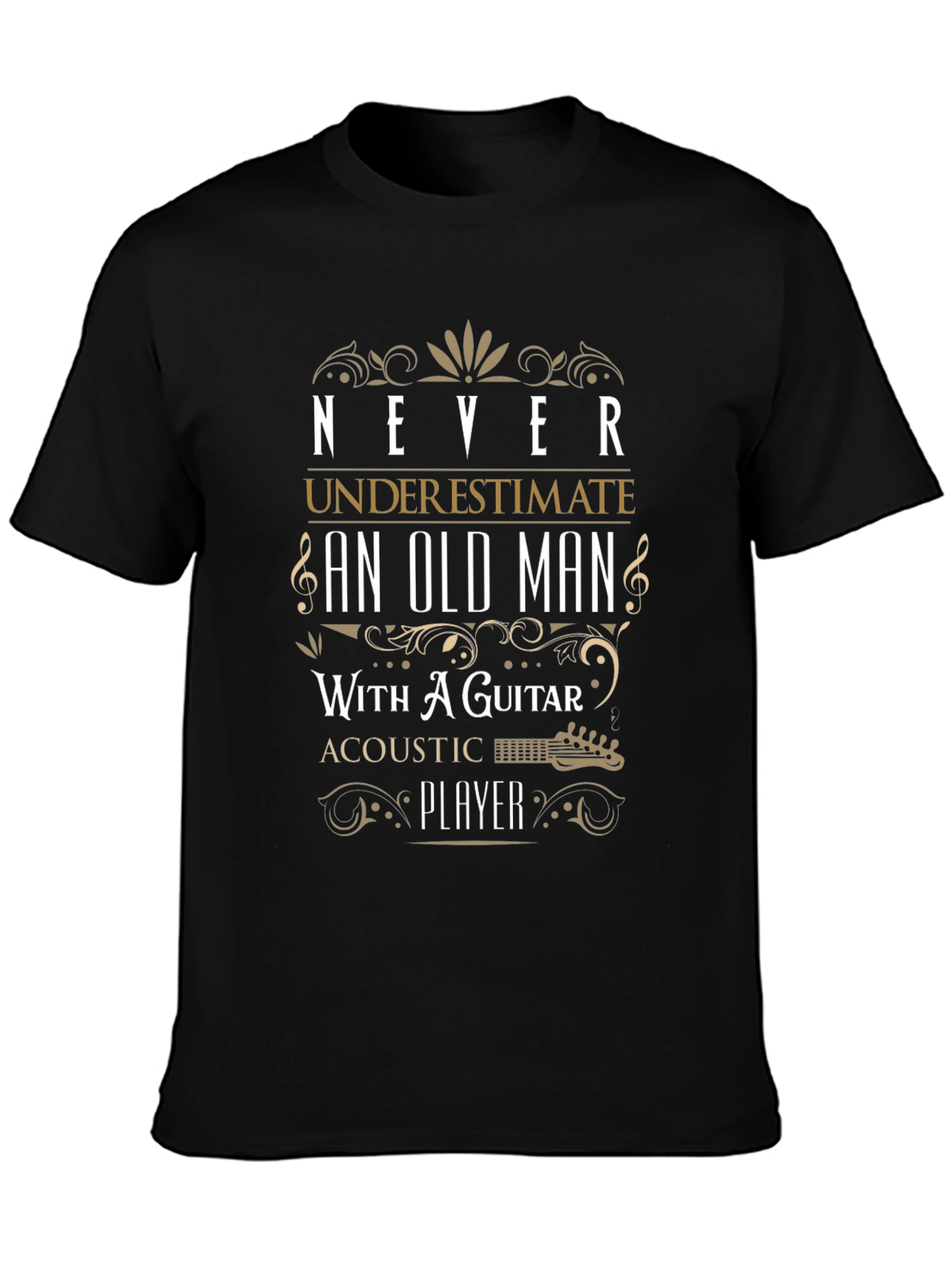 Never Underestimate Old Man With Guitar T-Shirt