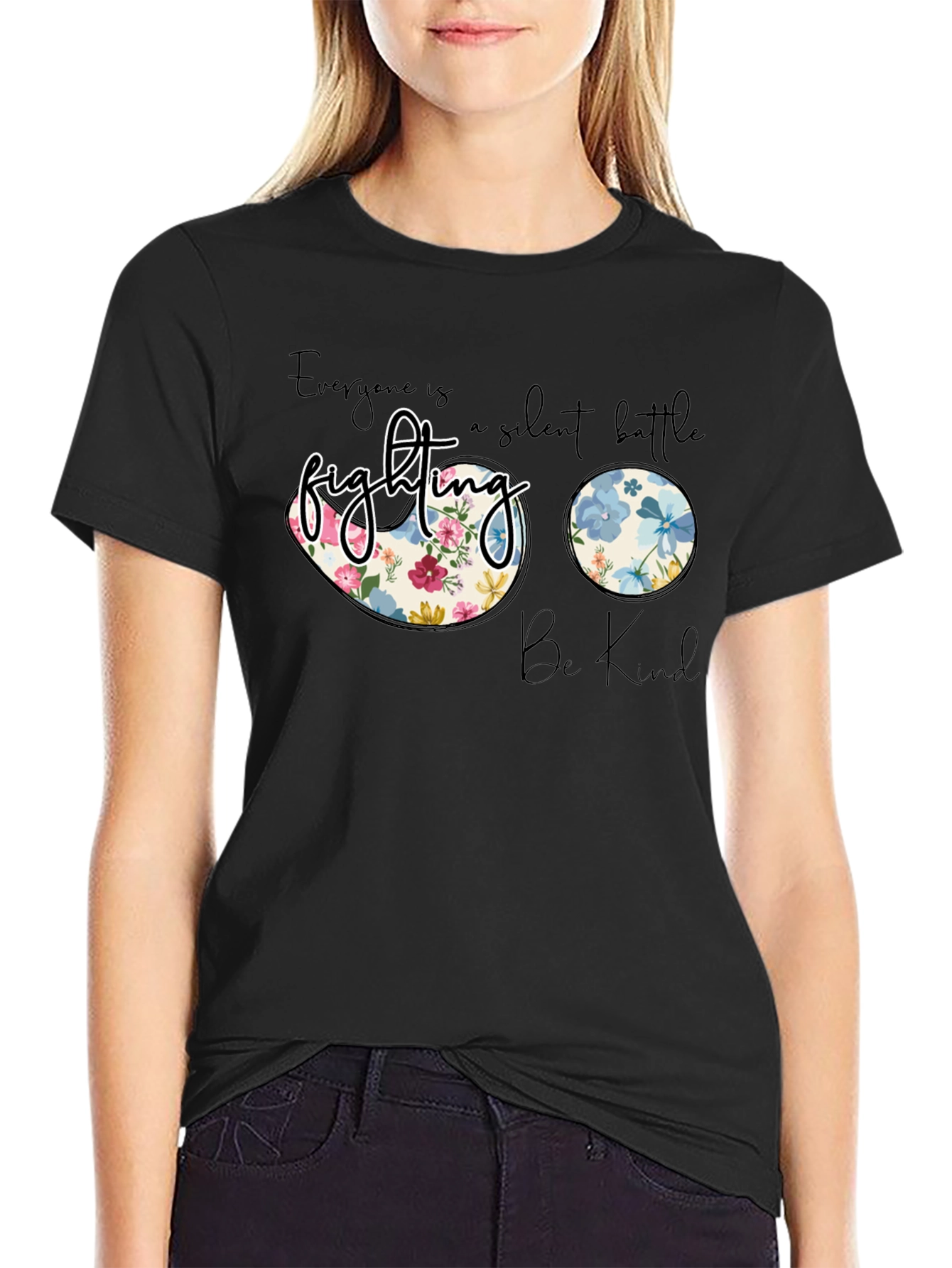 Floral Fighting Graphic Tee - Be Kind Shirt